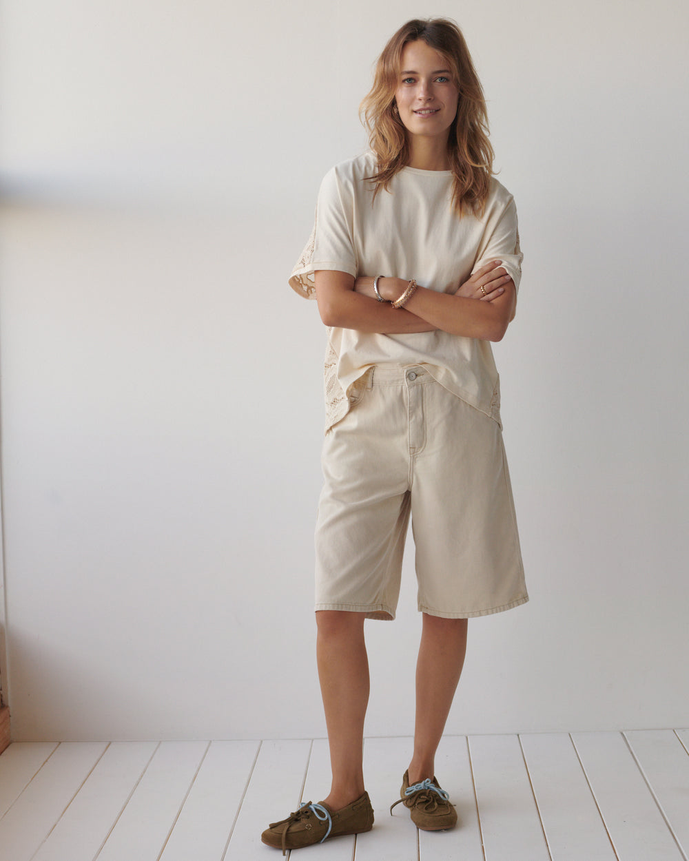 Denim jorts raw edge