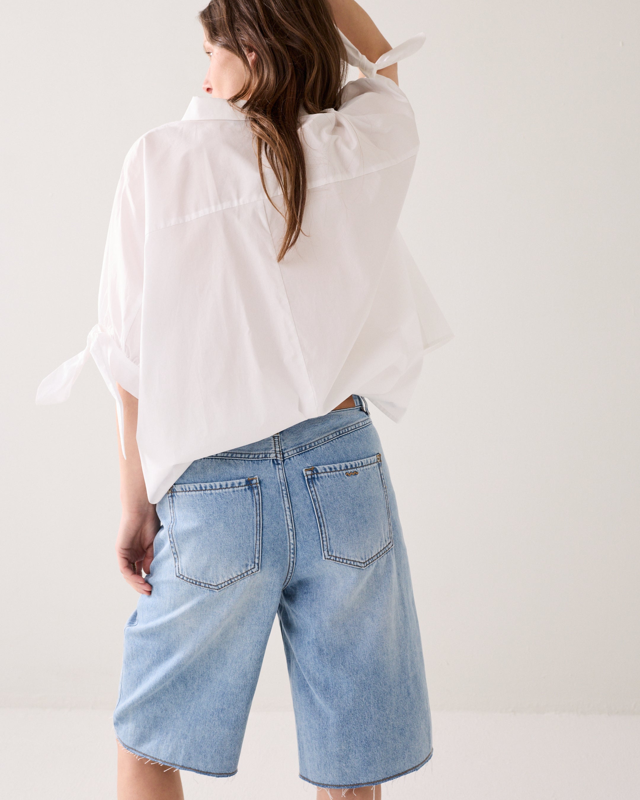 Denim jorts raw edge