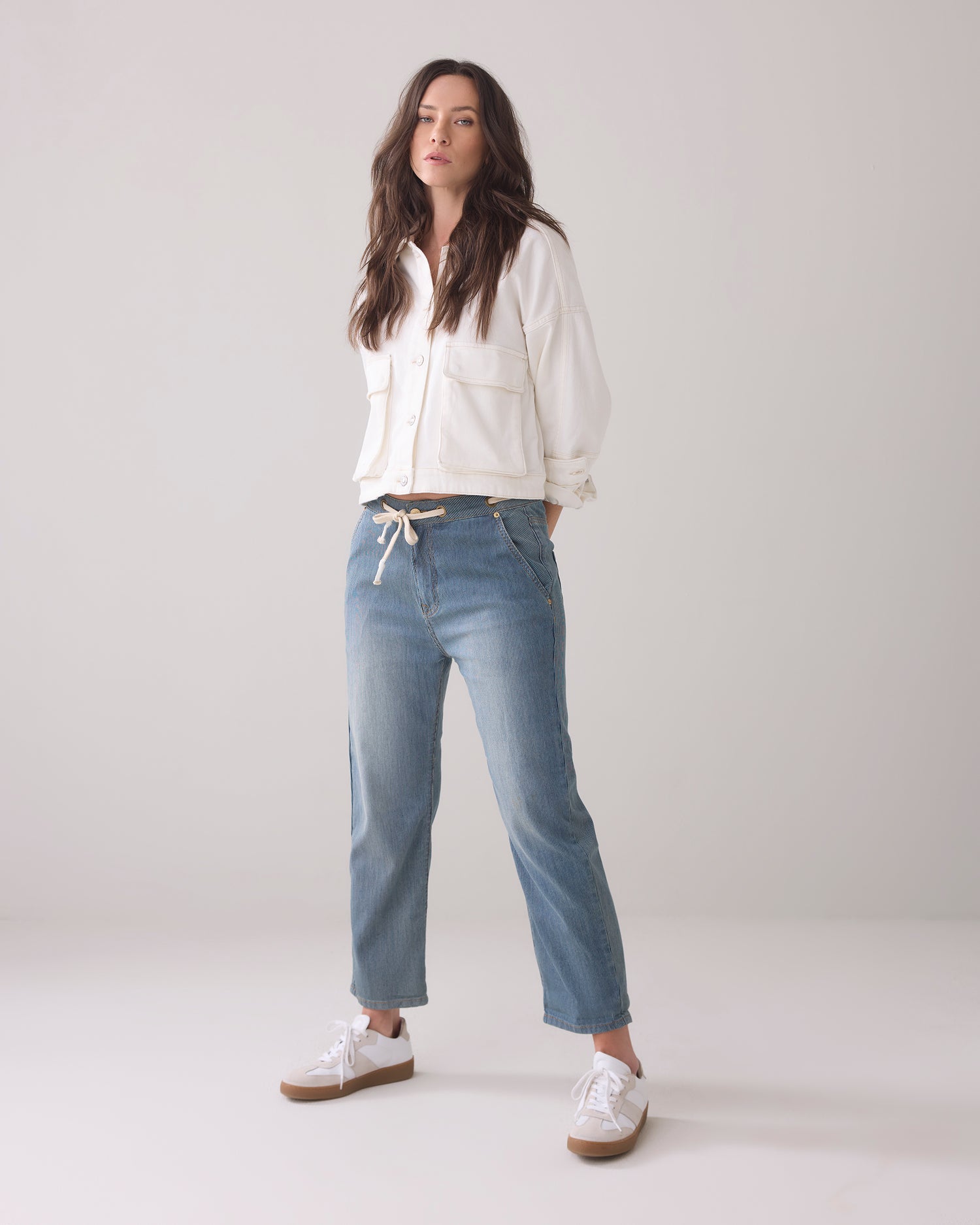 Gestreepte jeans loose fit