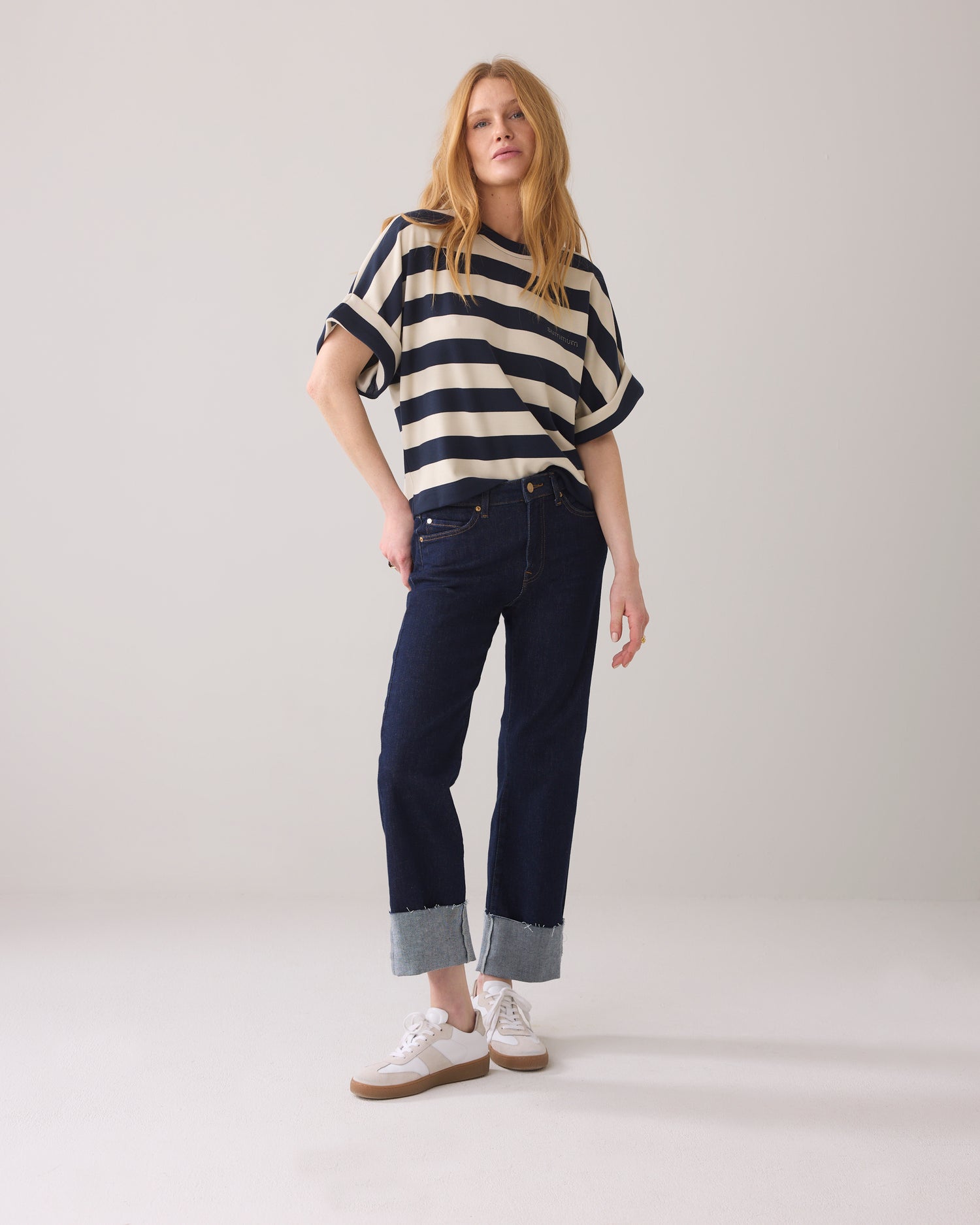 Straight leg jeans met omslag