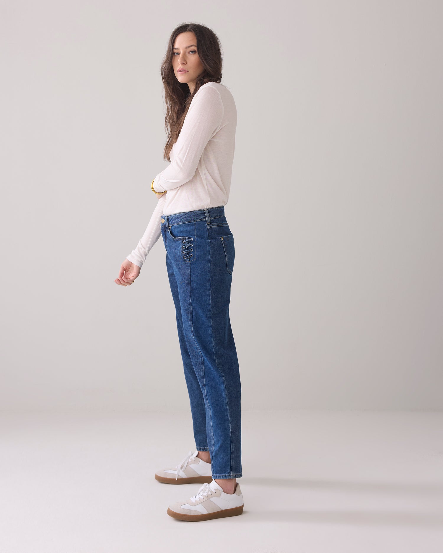 Tapered jeans contrast wassing