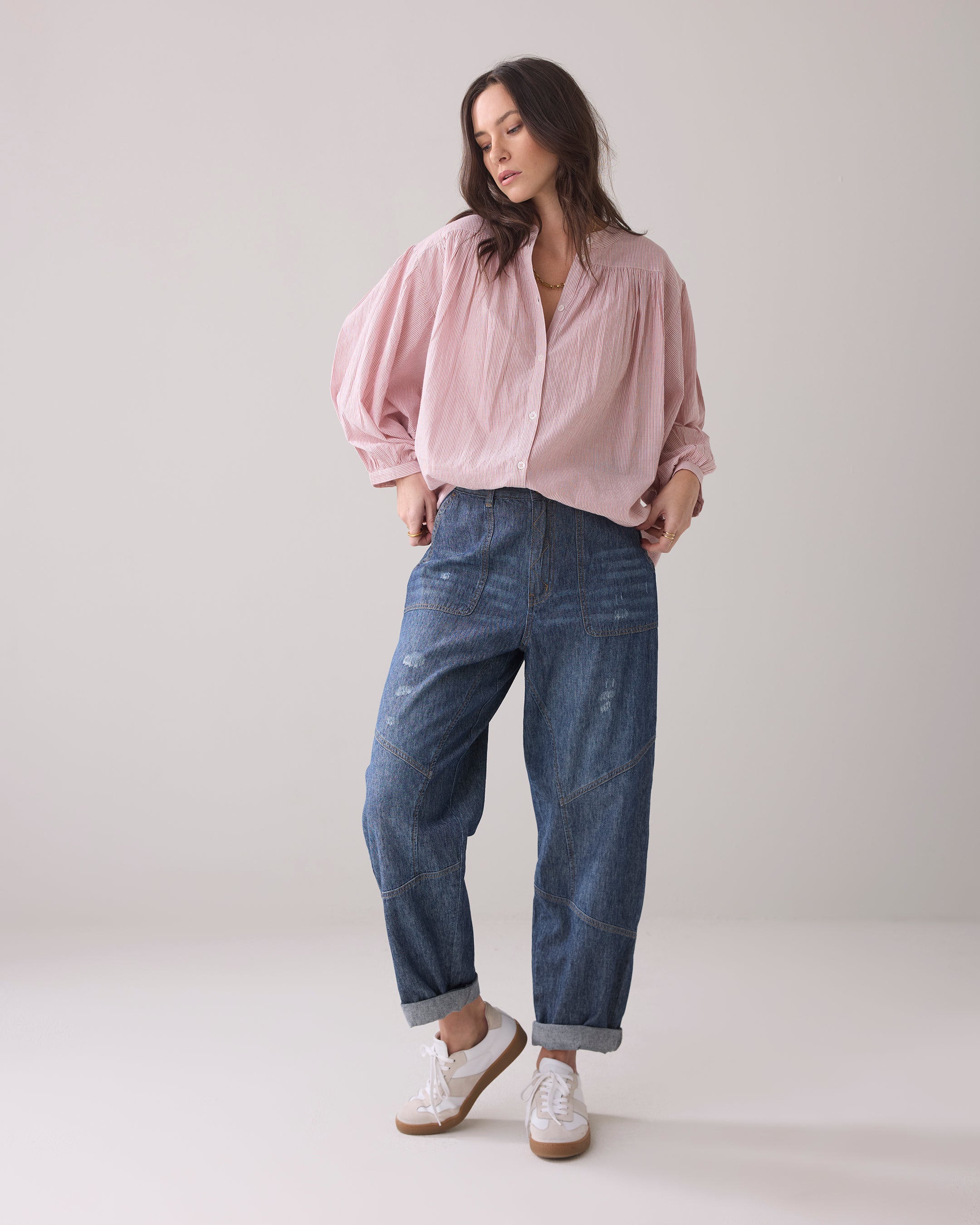 Tapered jeans in cotton linen – Summum