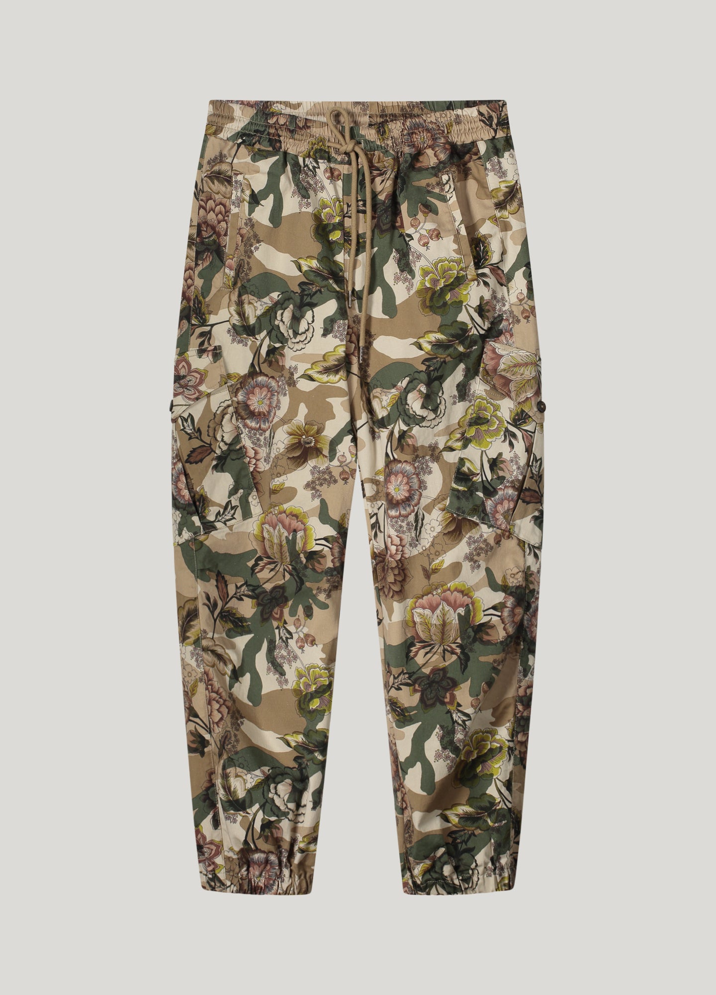 Broek met camouflage en bloemen