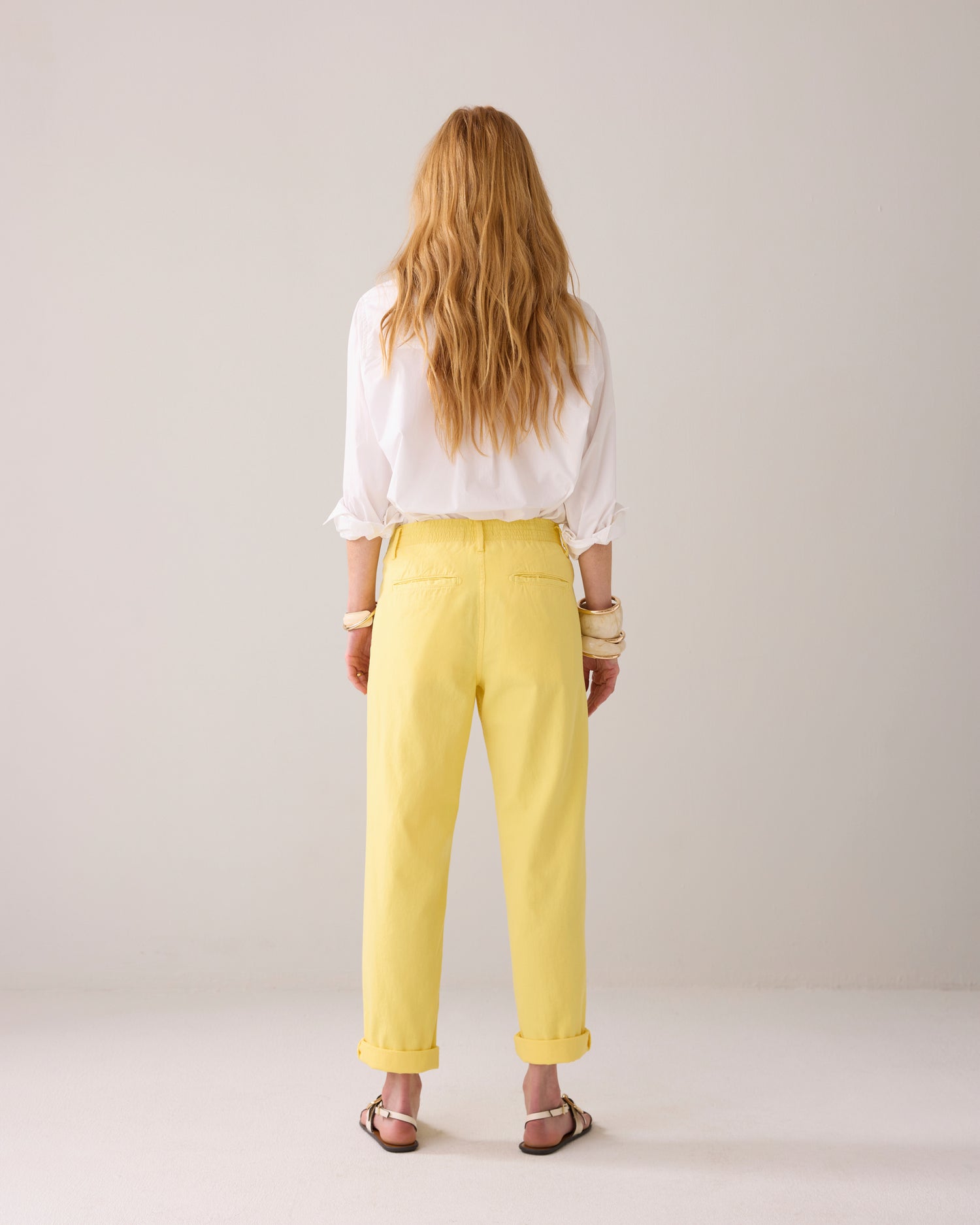 Tapered trousers in linen blend