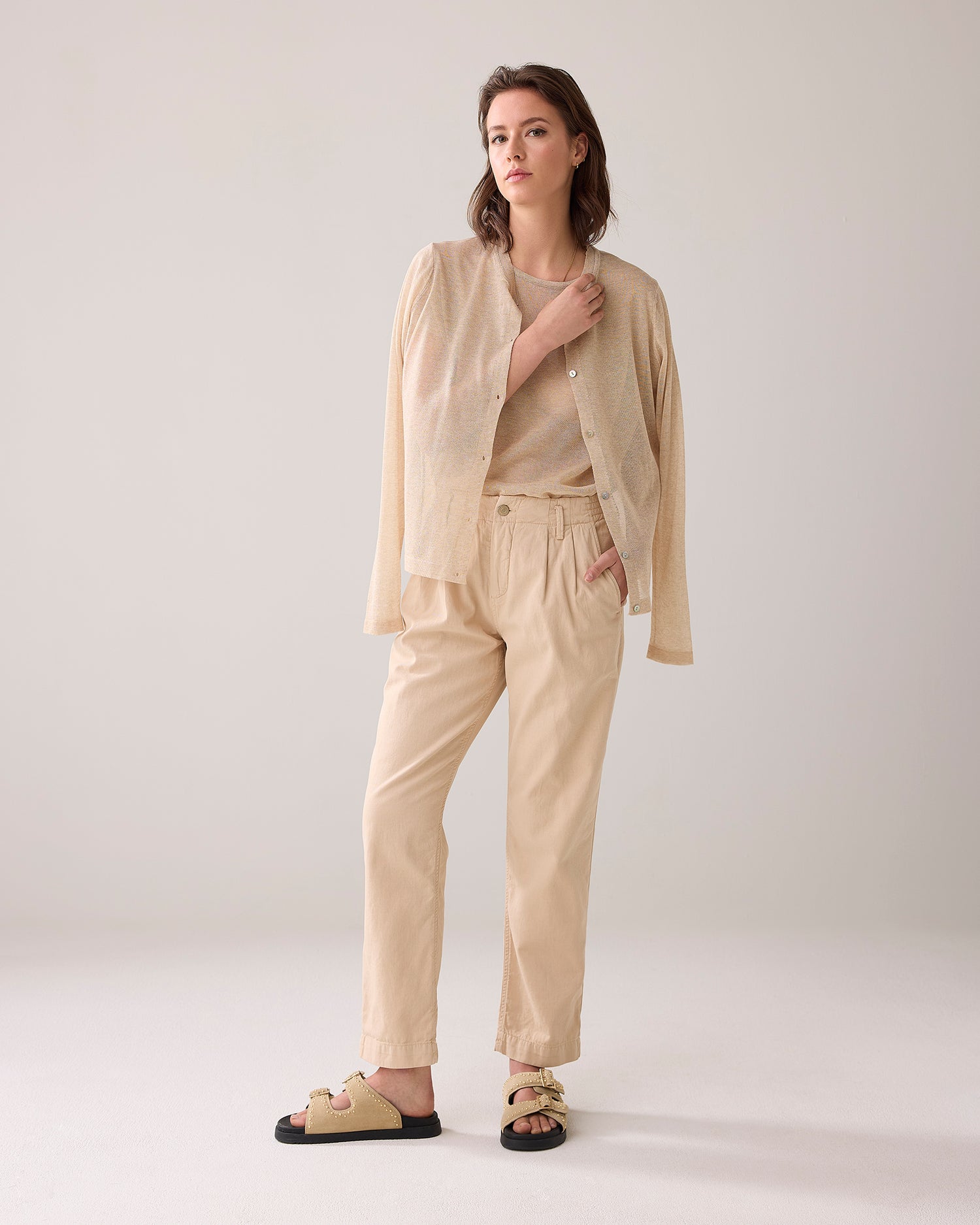 Tapered broek linnenblend