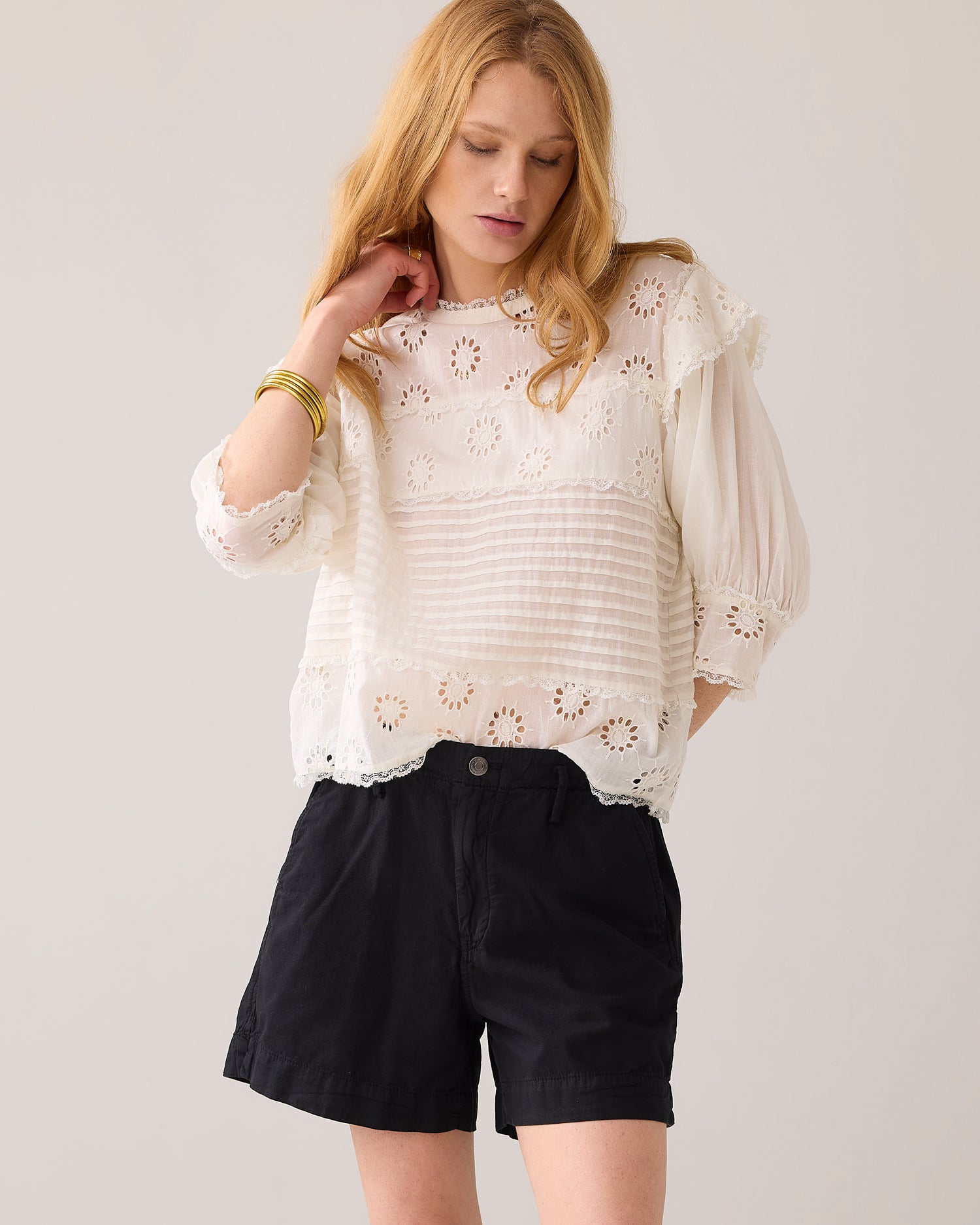 Linen-blend shorts