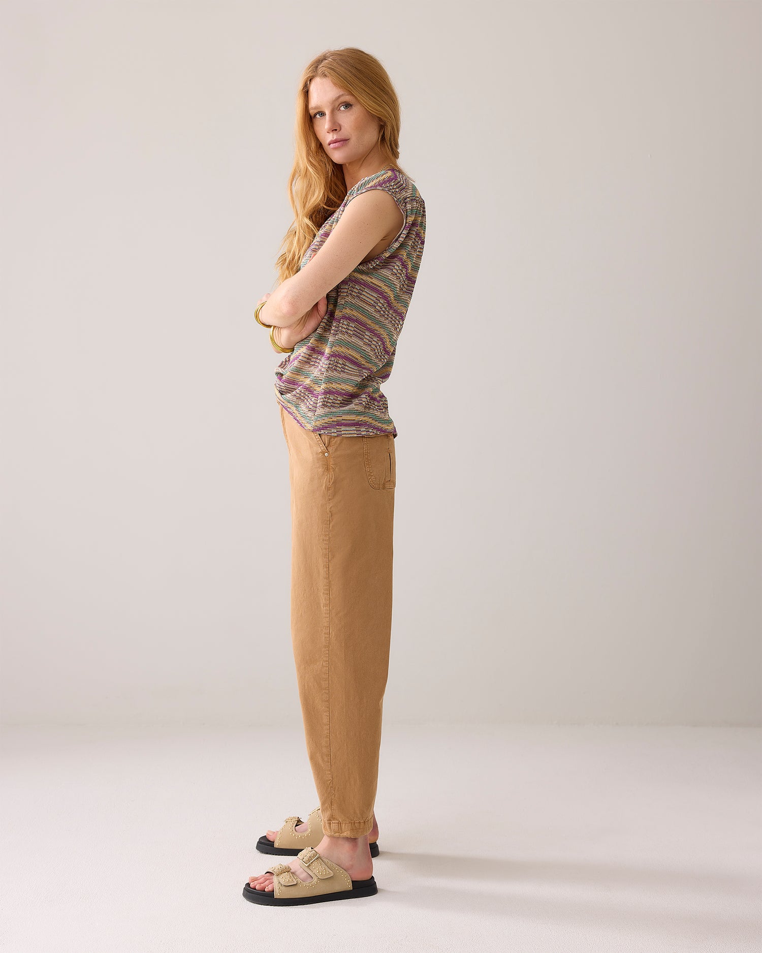 Cocoon-fit trousers in lyocell blend