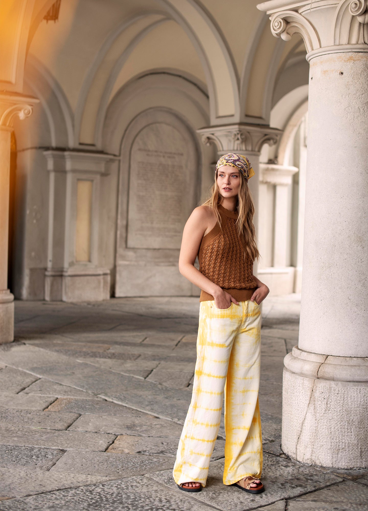 Wide tie-dye trousers
