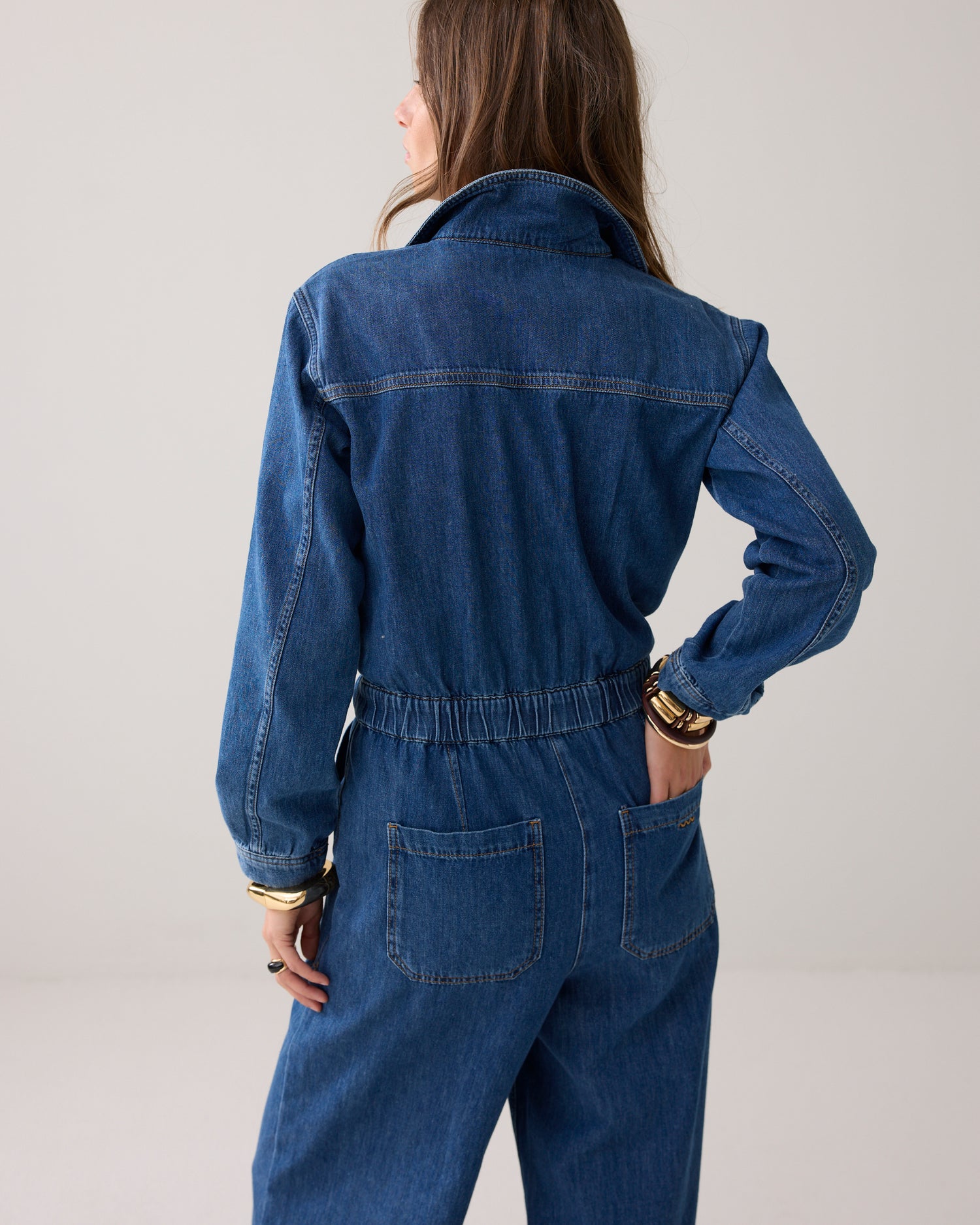 Denim jumpsuit in 100% cotton