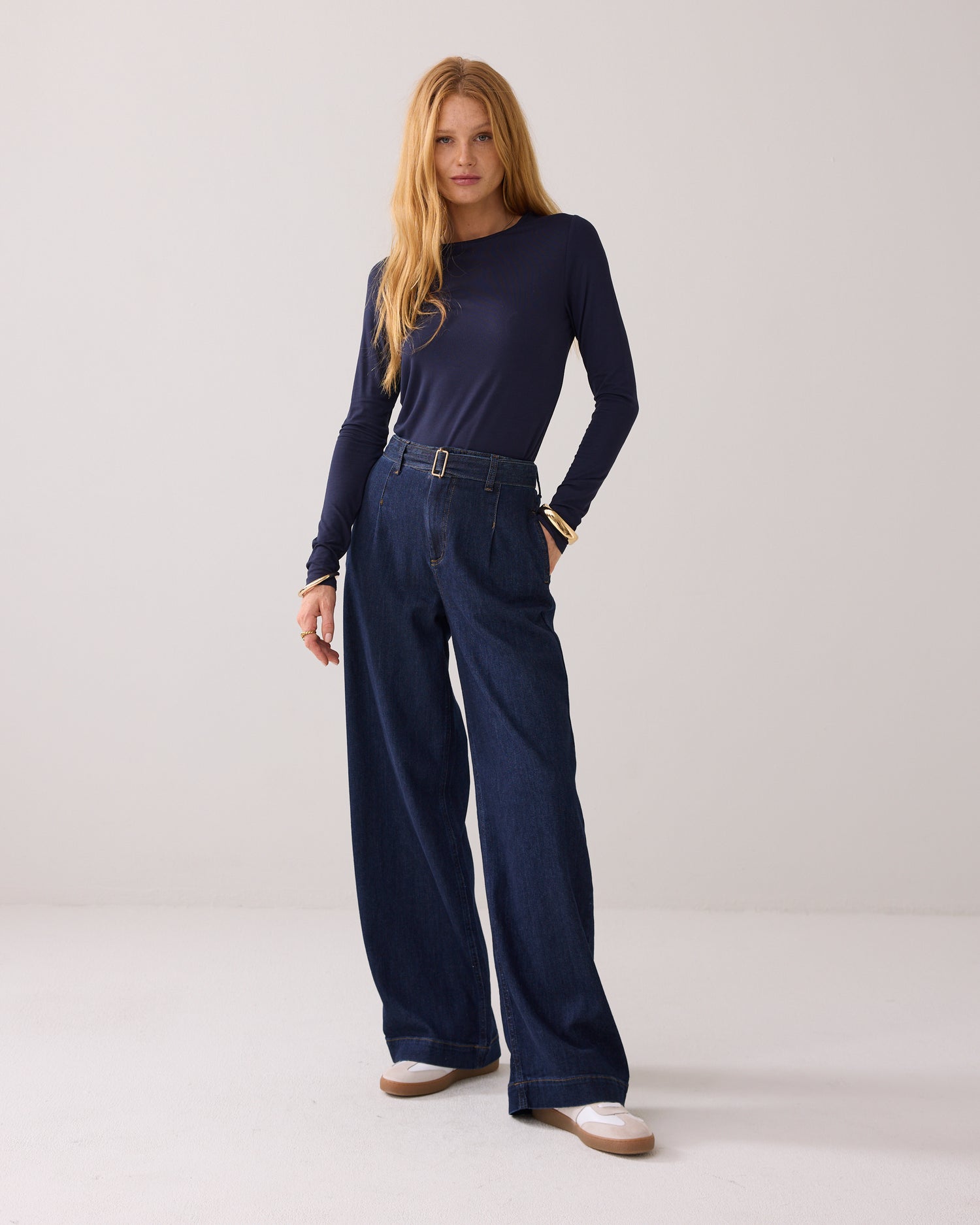 Jeans met denim riem