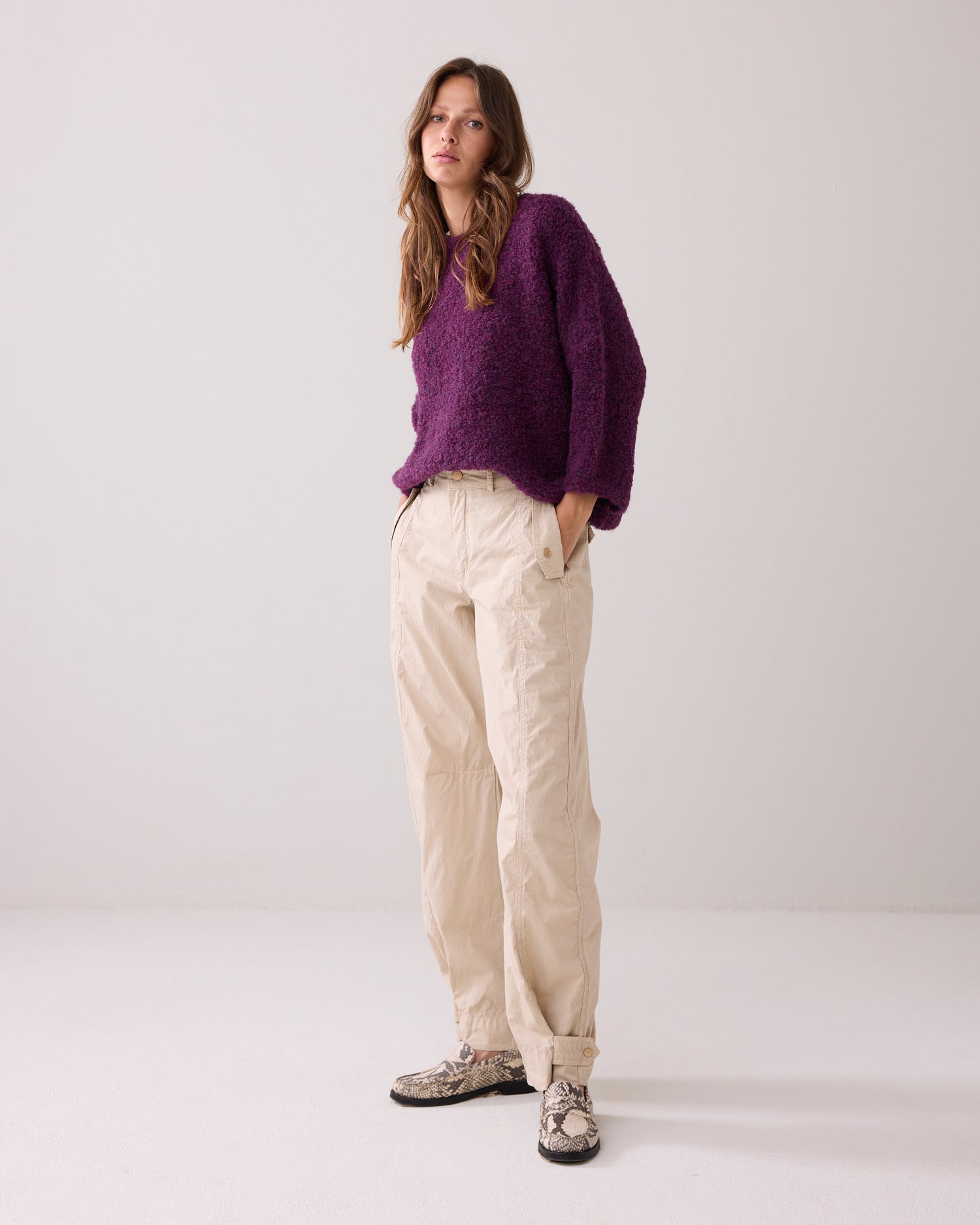 Barrel-fit trousers in crispy cotton