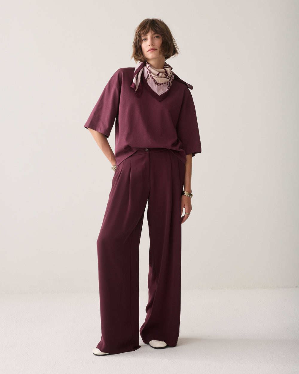 Wijde broek met bandplooien