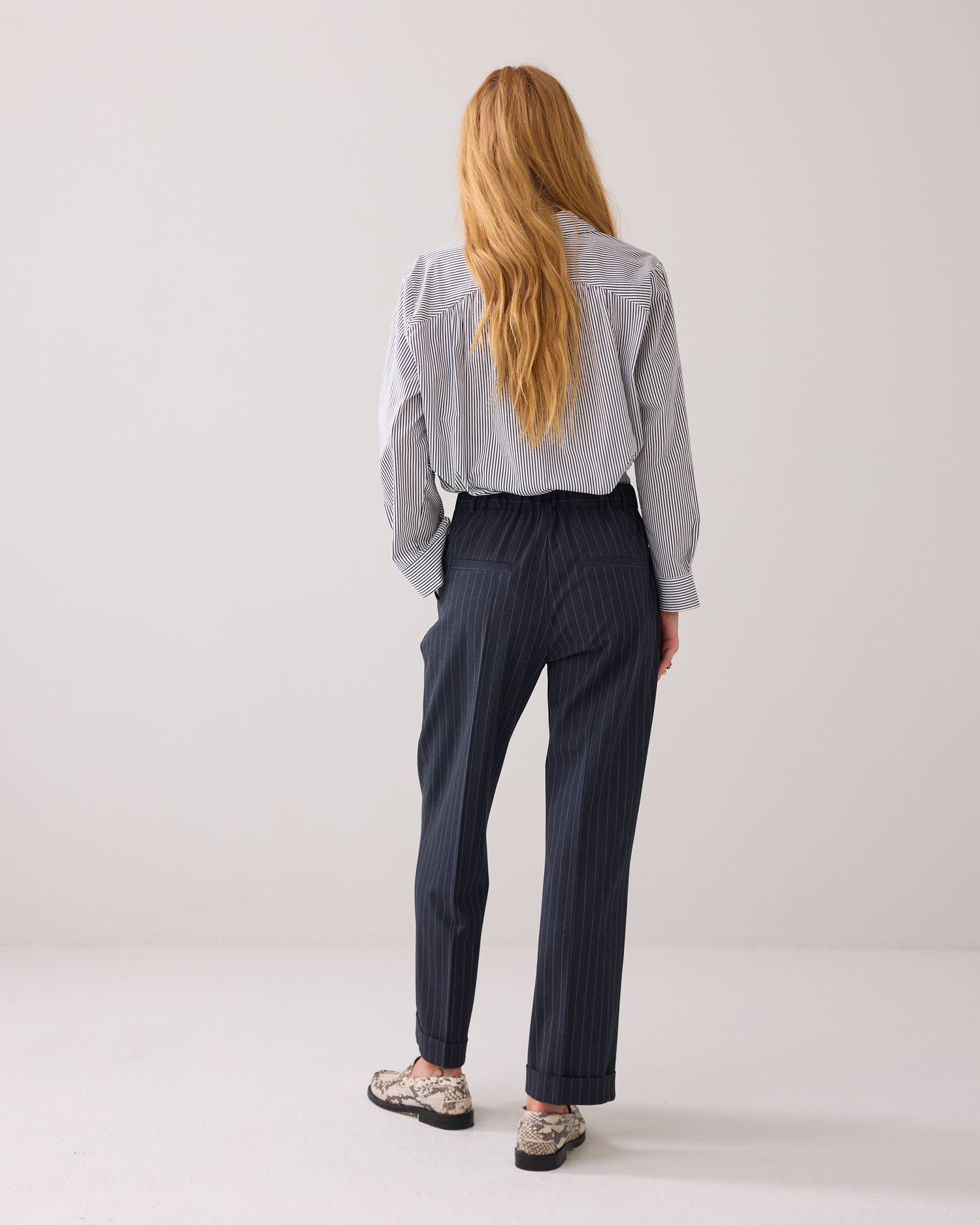 Tapered pantalon pinstripe