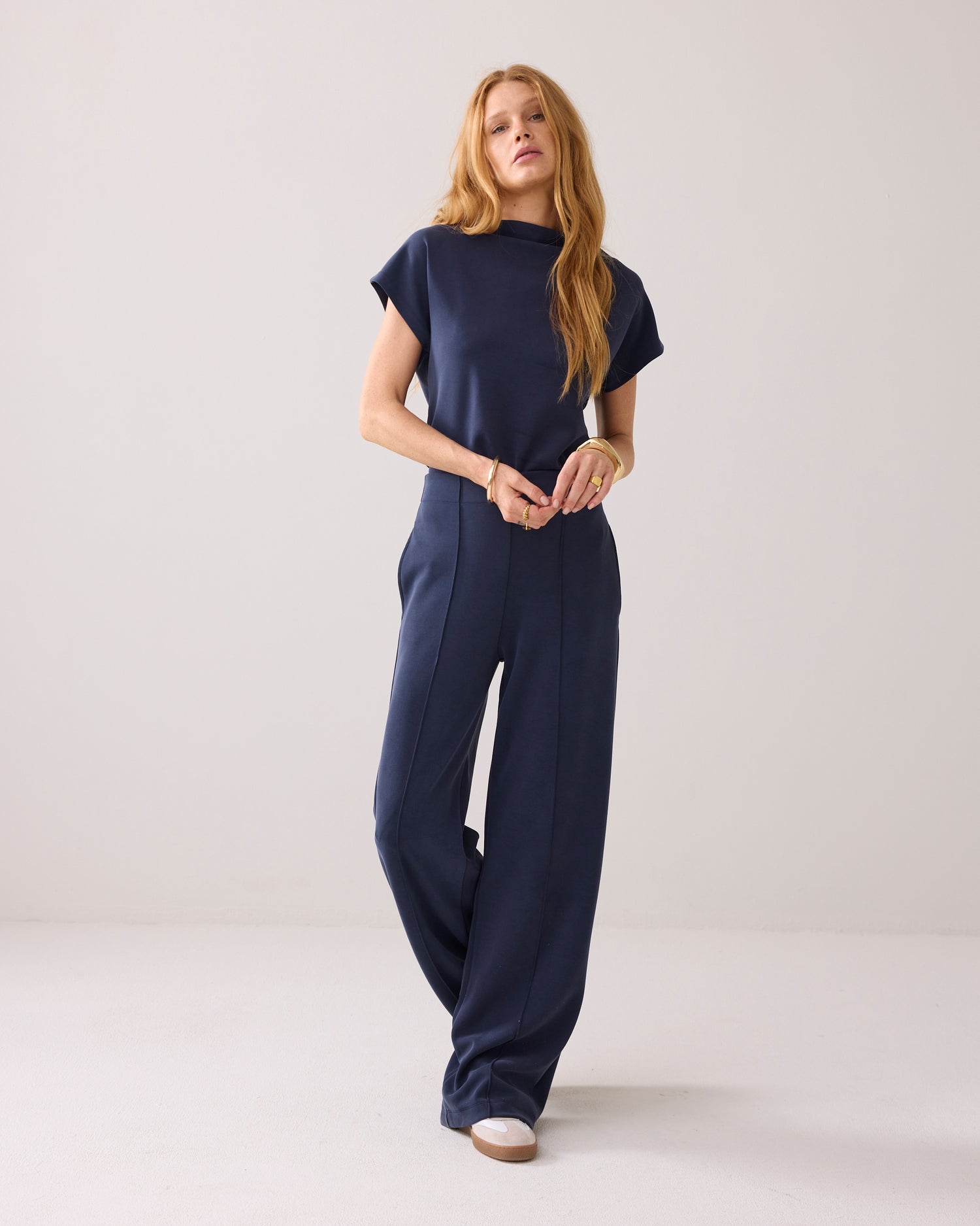 Scuba broek met pintuck