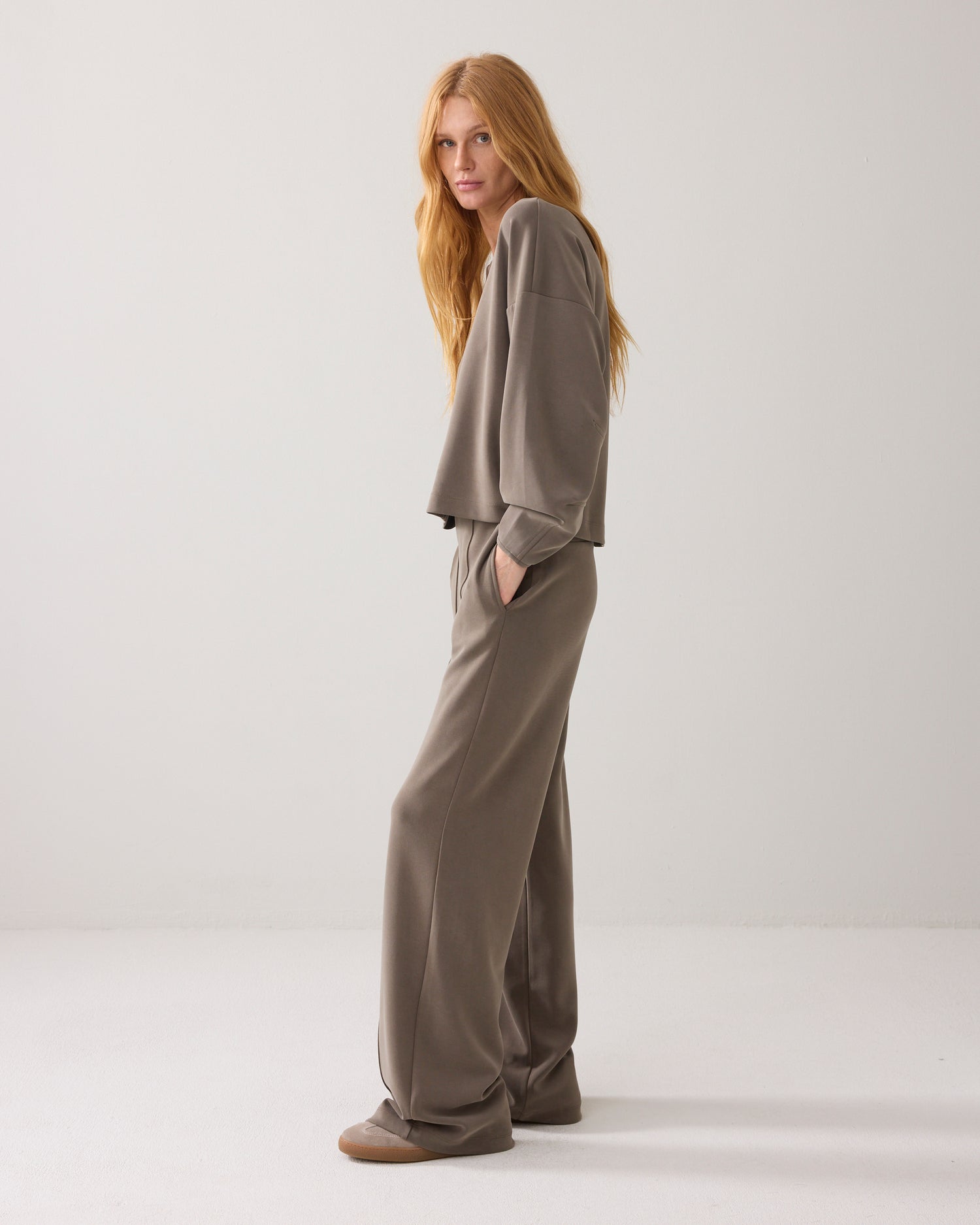 Scuba broek met pintuck
