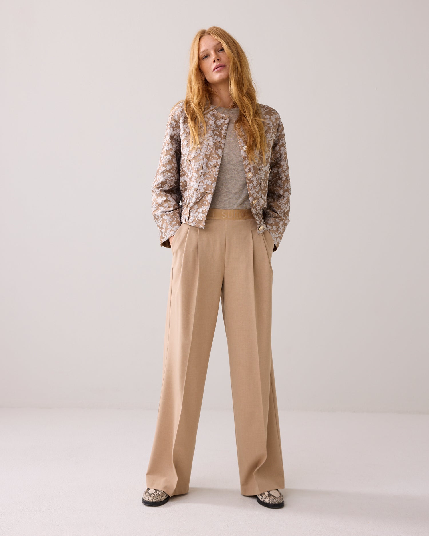 Melange wide trousers