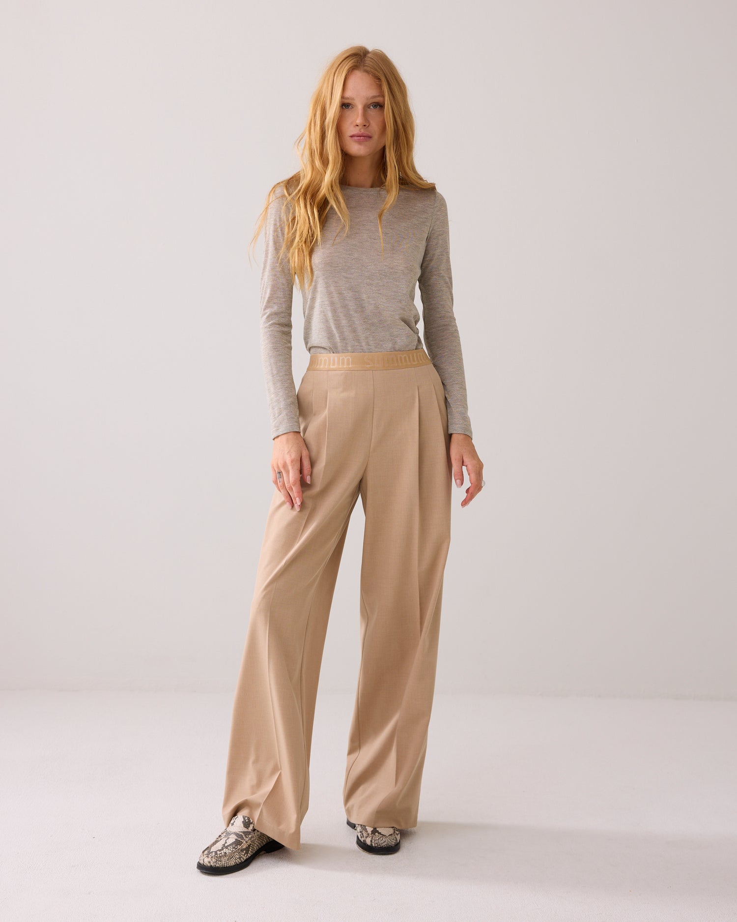 Melange wide trousers