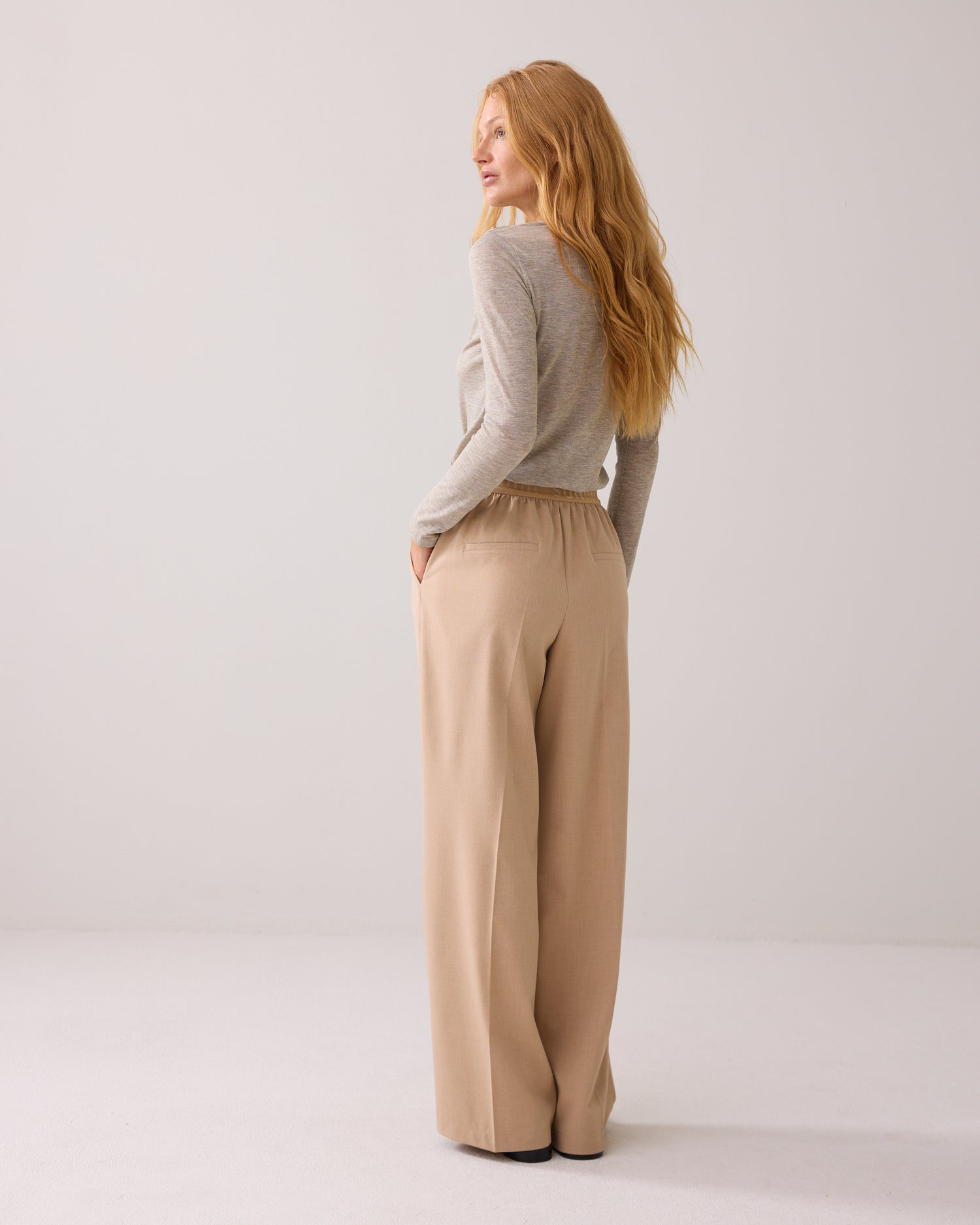 Melange wide trousers