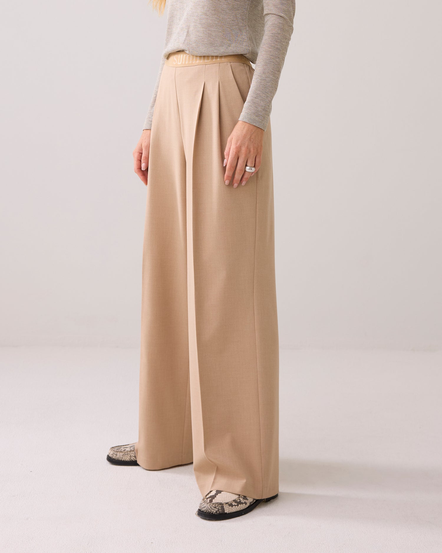 Melange wide trousers