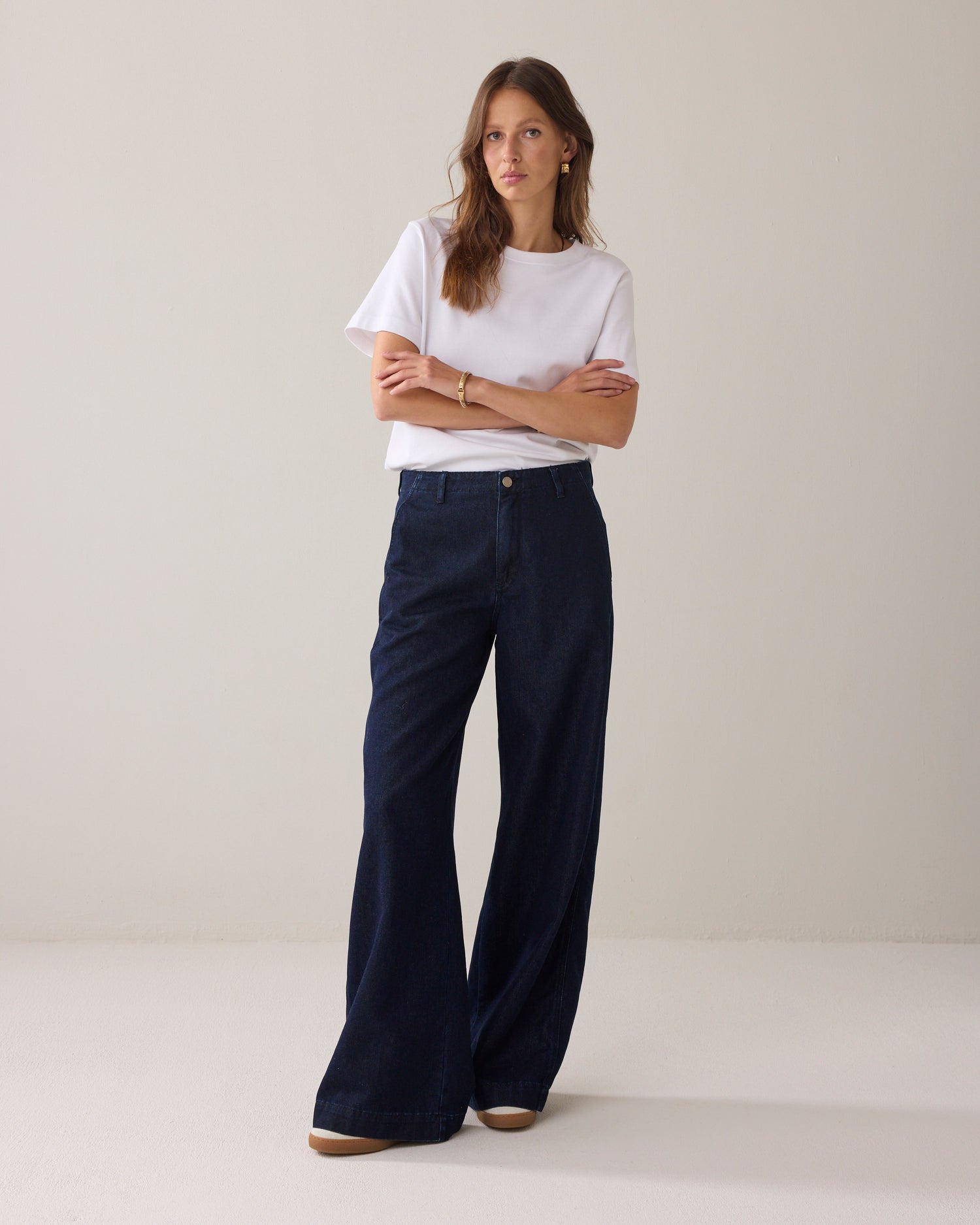 Wide Leg Denim mit Lurex