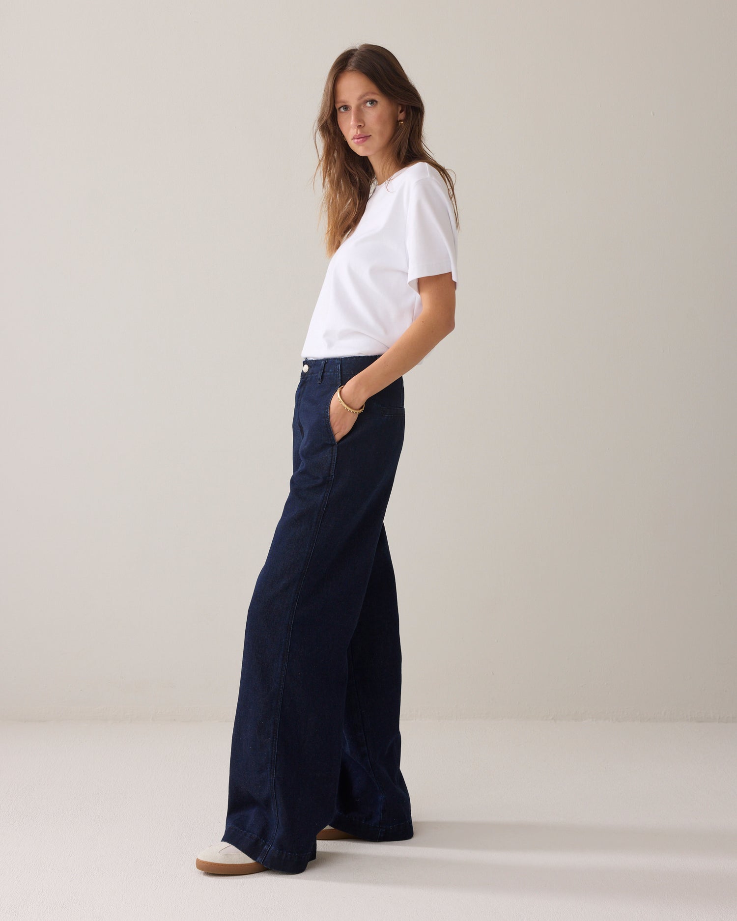 Wide Leg Denim mit Lurex
