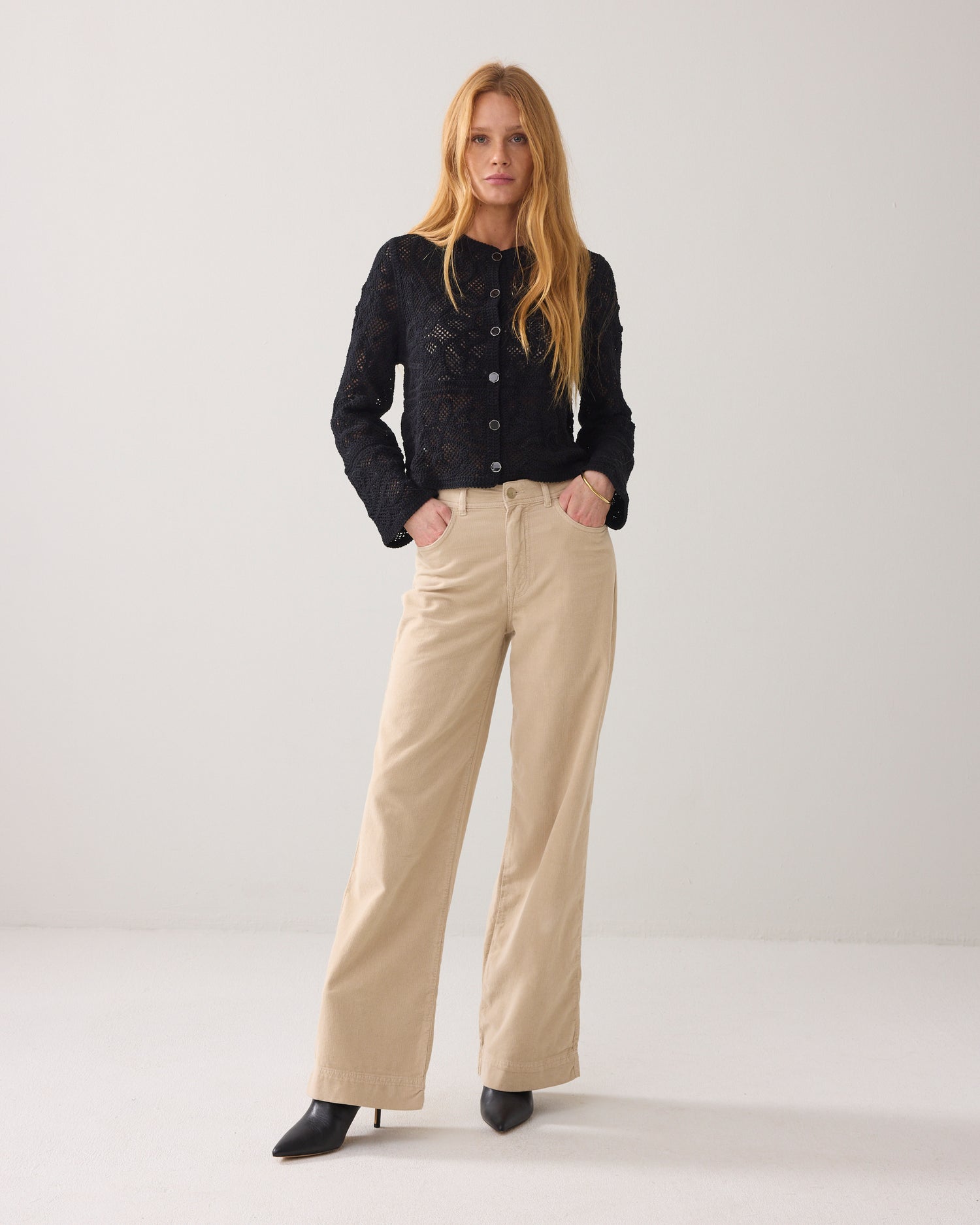 Flared trousers in baby corduroy