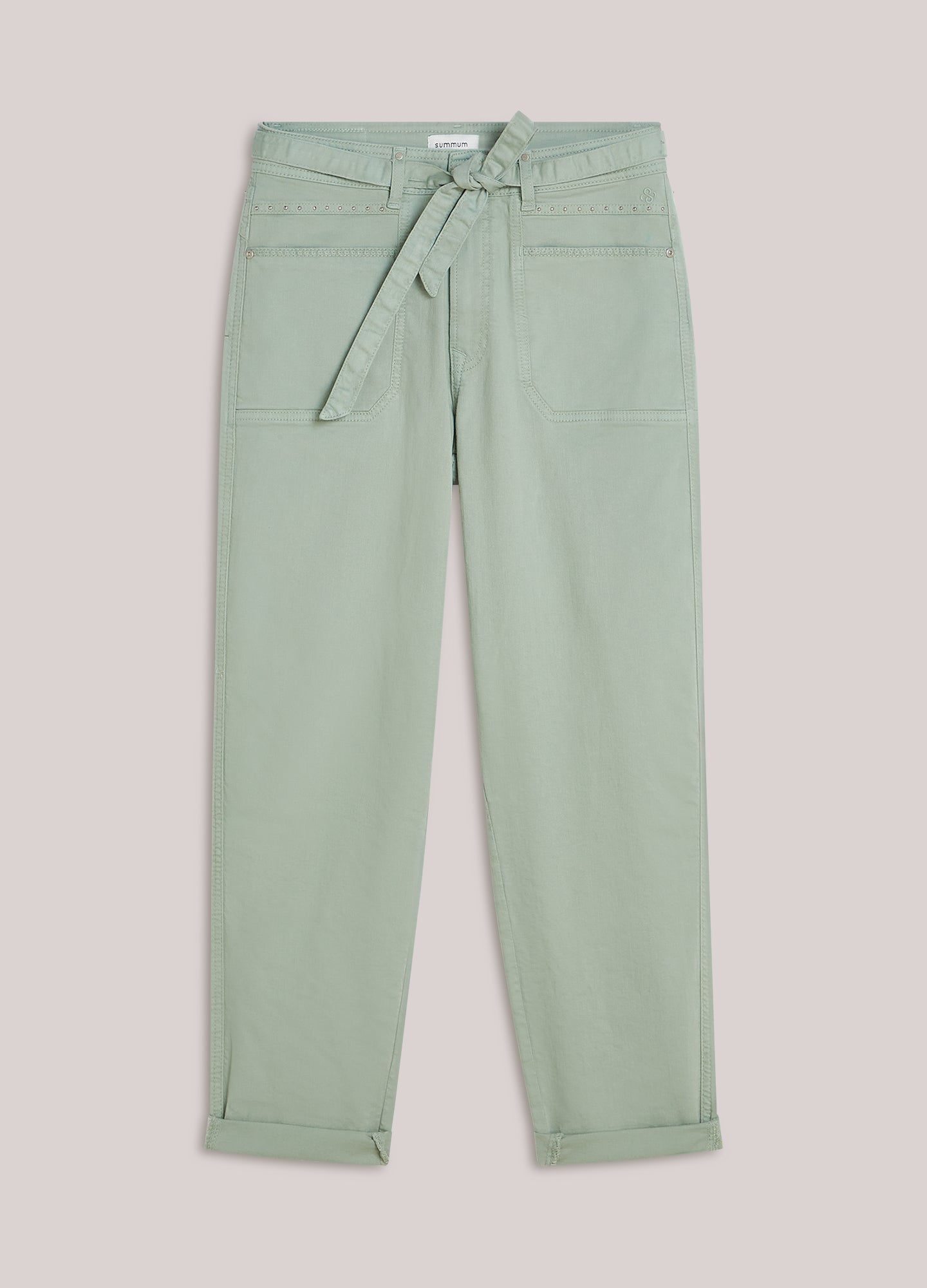 Tapered trousers with belt