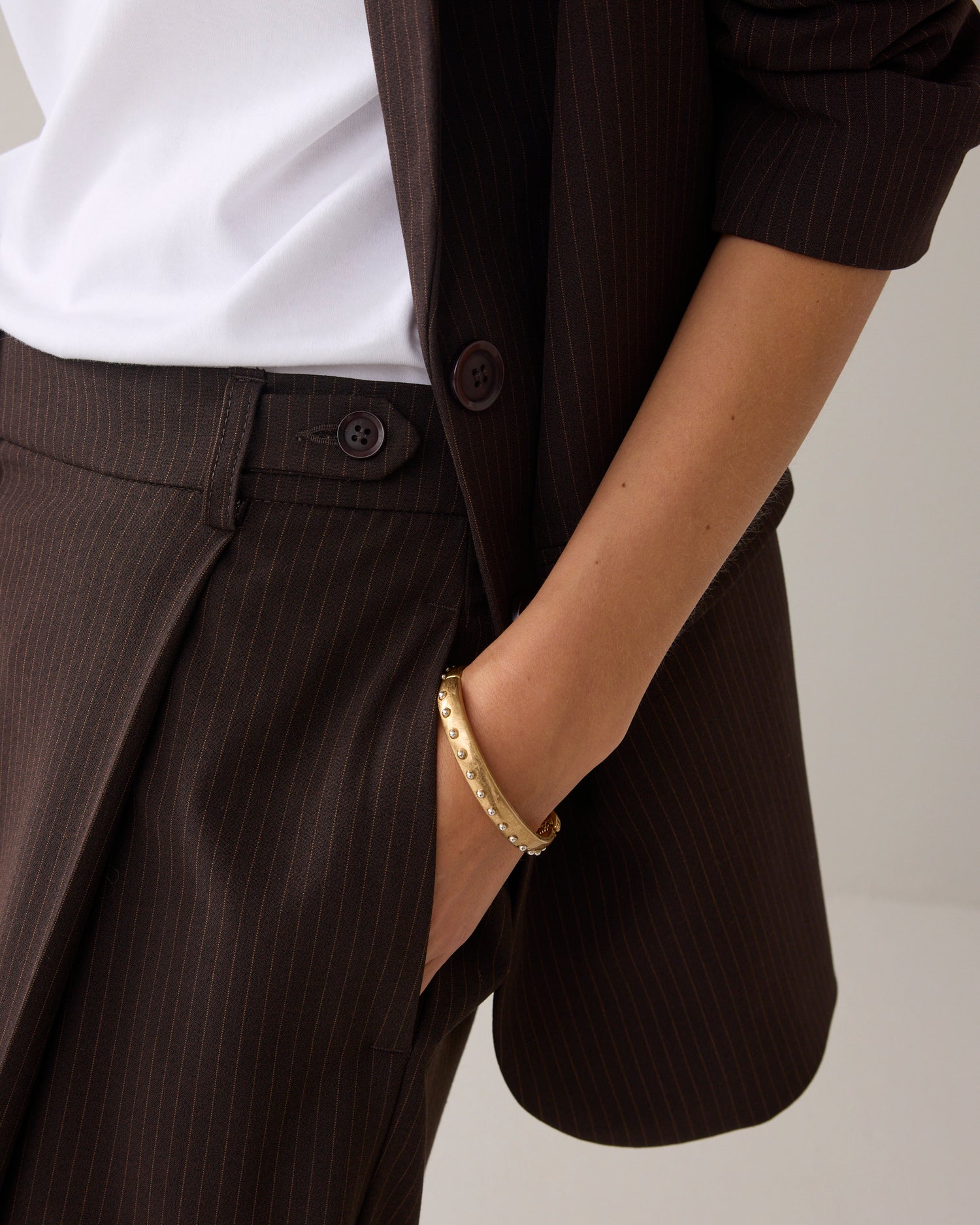 Wide-leg pinstripe trousers