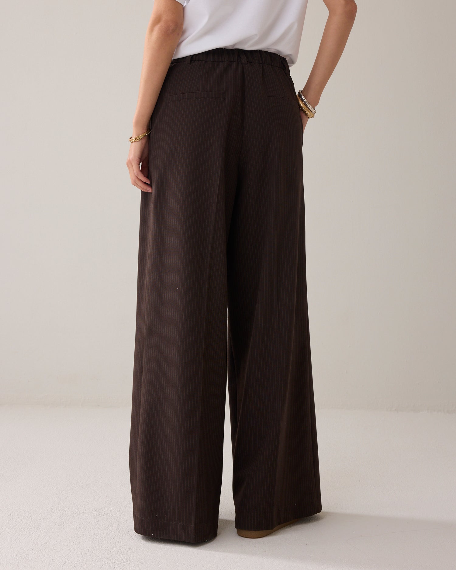 Wide-leg pinstripe trousers