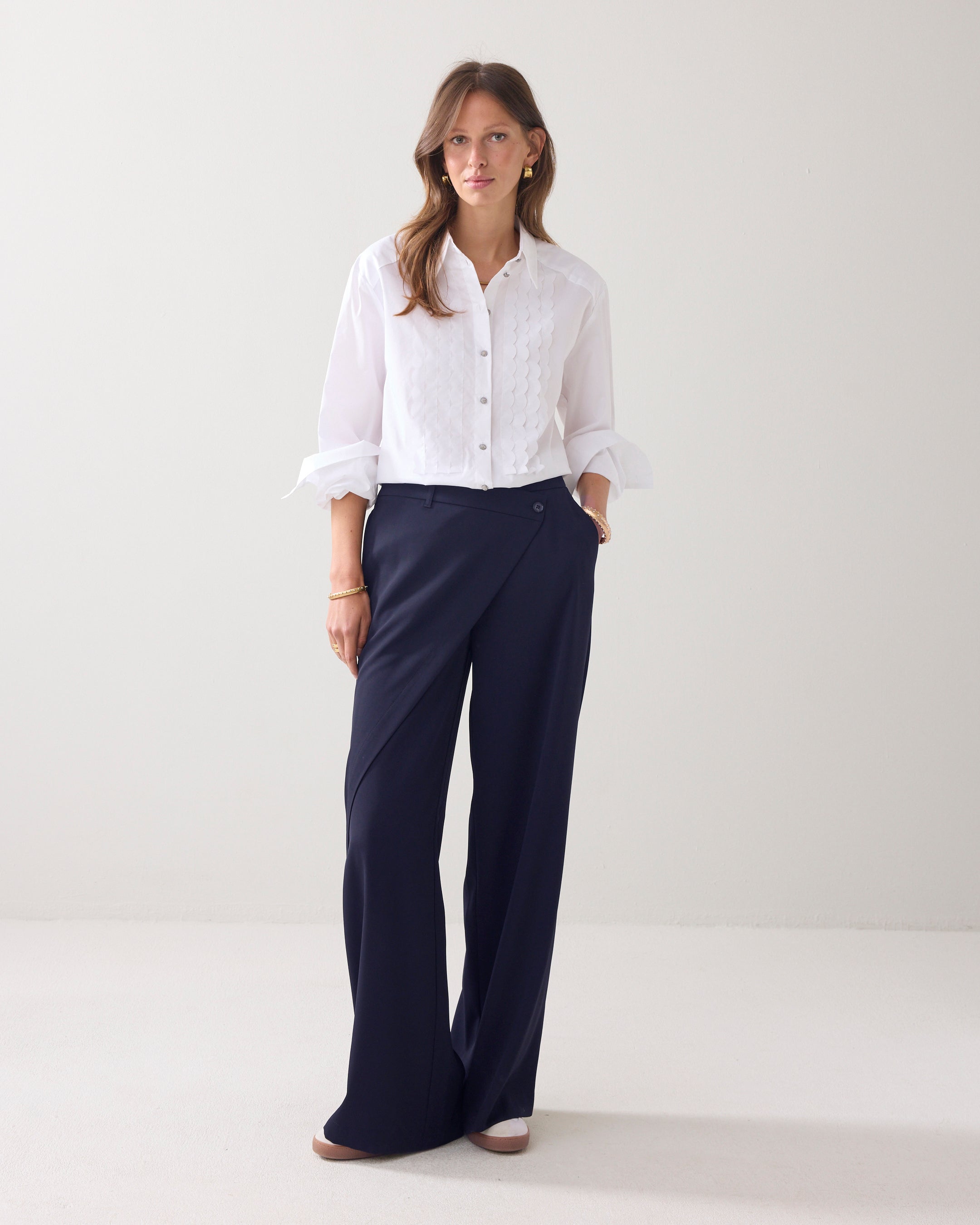 Wijde broek met overslag