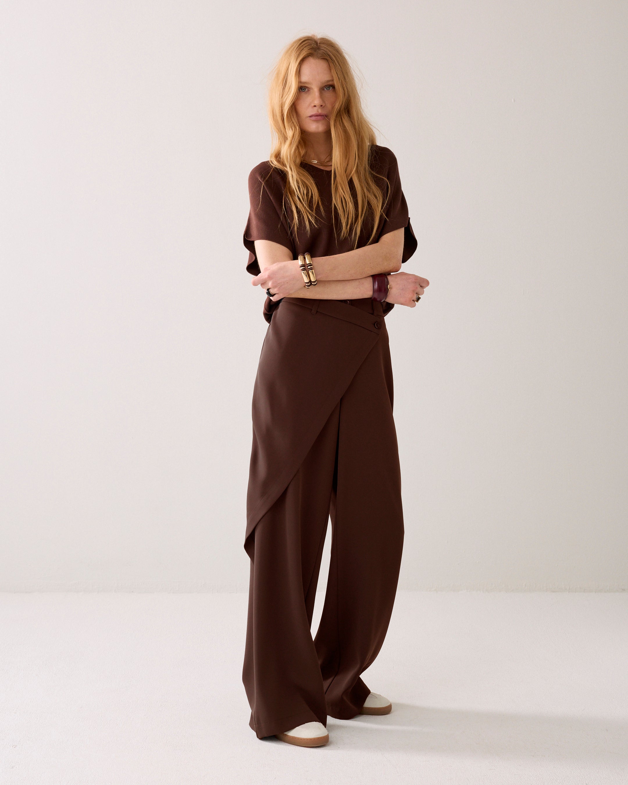 Wijde broek met overslag