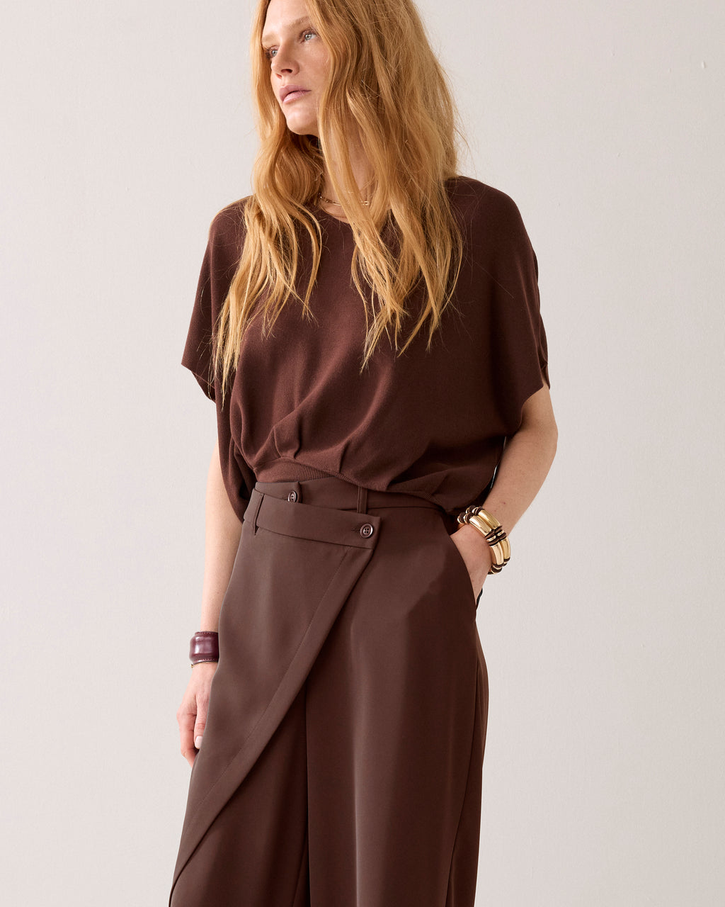 Wijde broek met overslag
