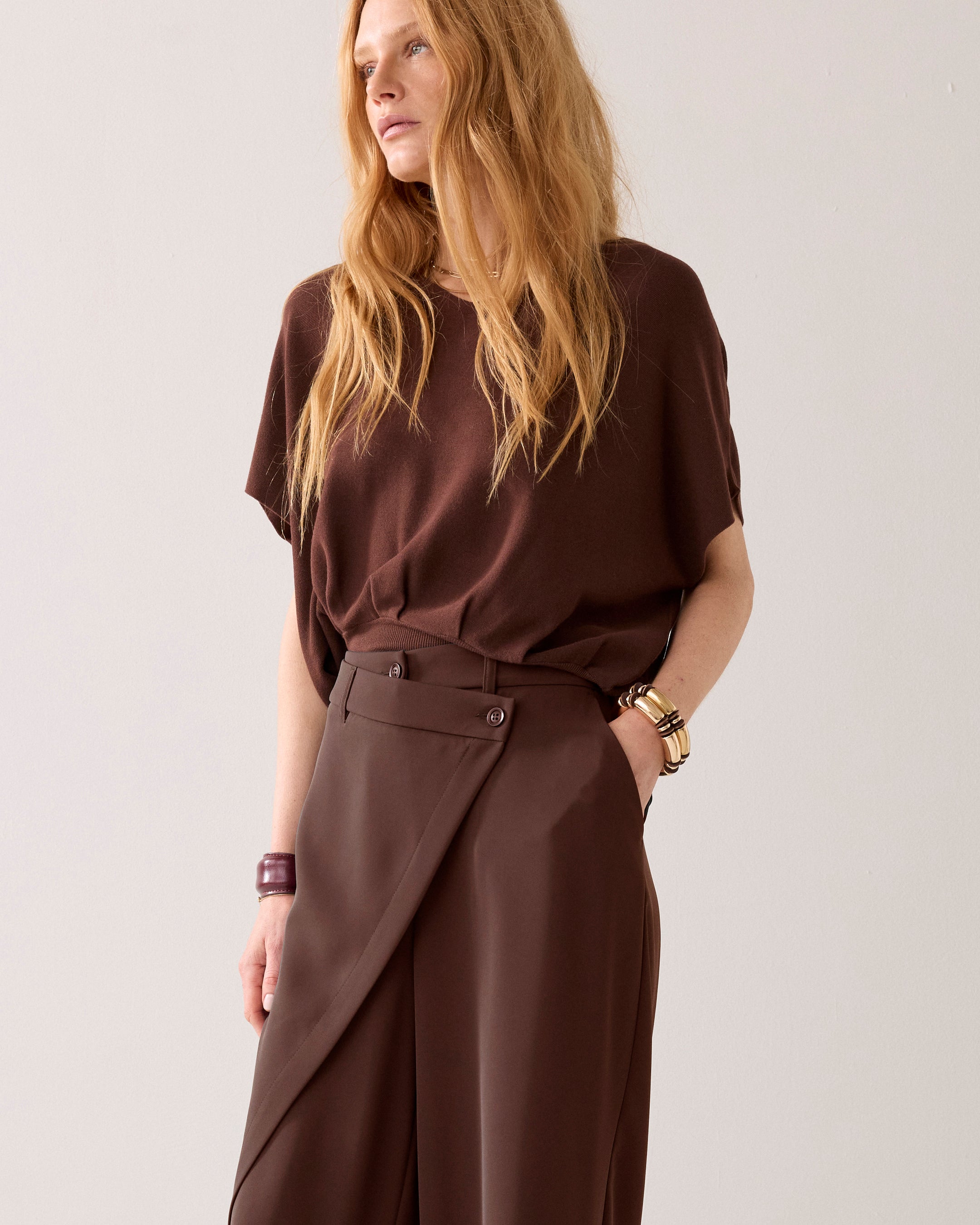 Wijde broek met overslag