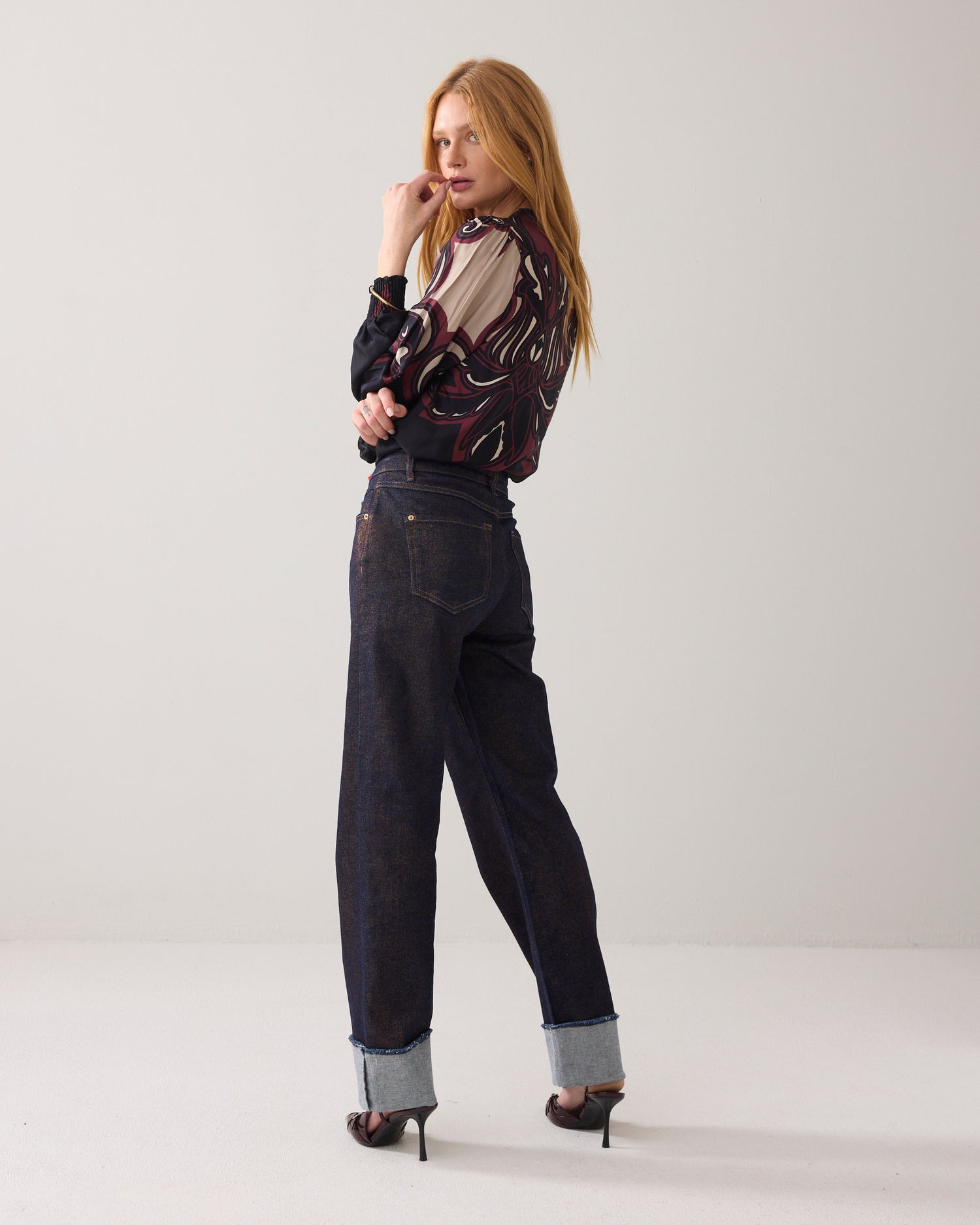 Straight leg jeans met omslag