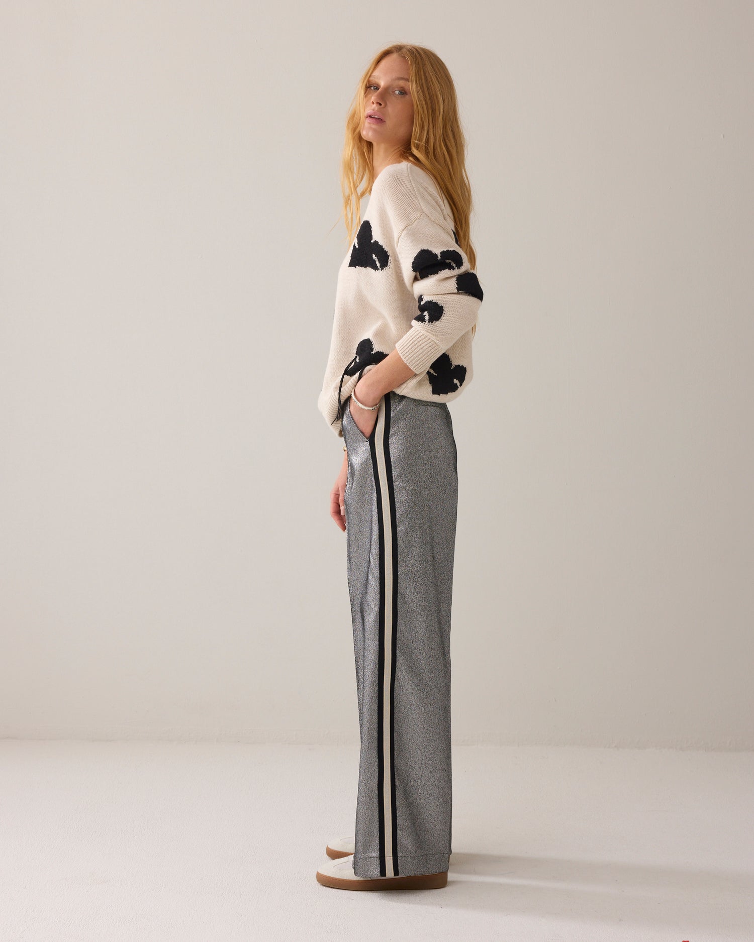 Glitterbroek met bies