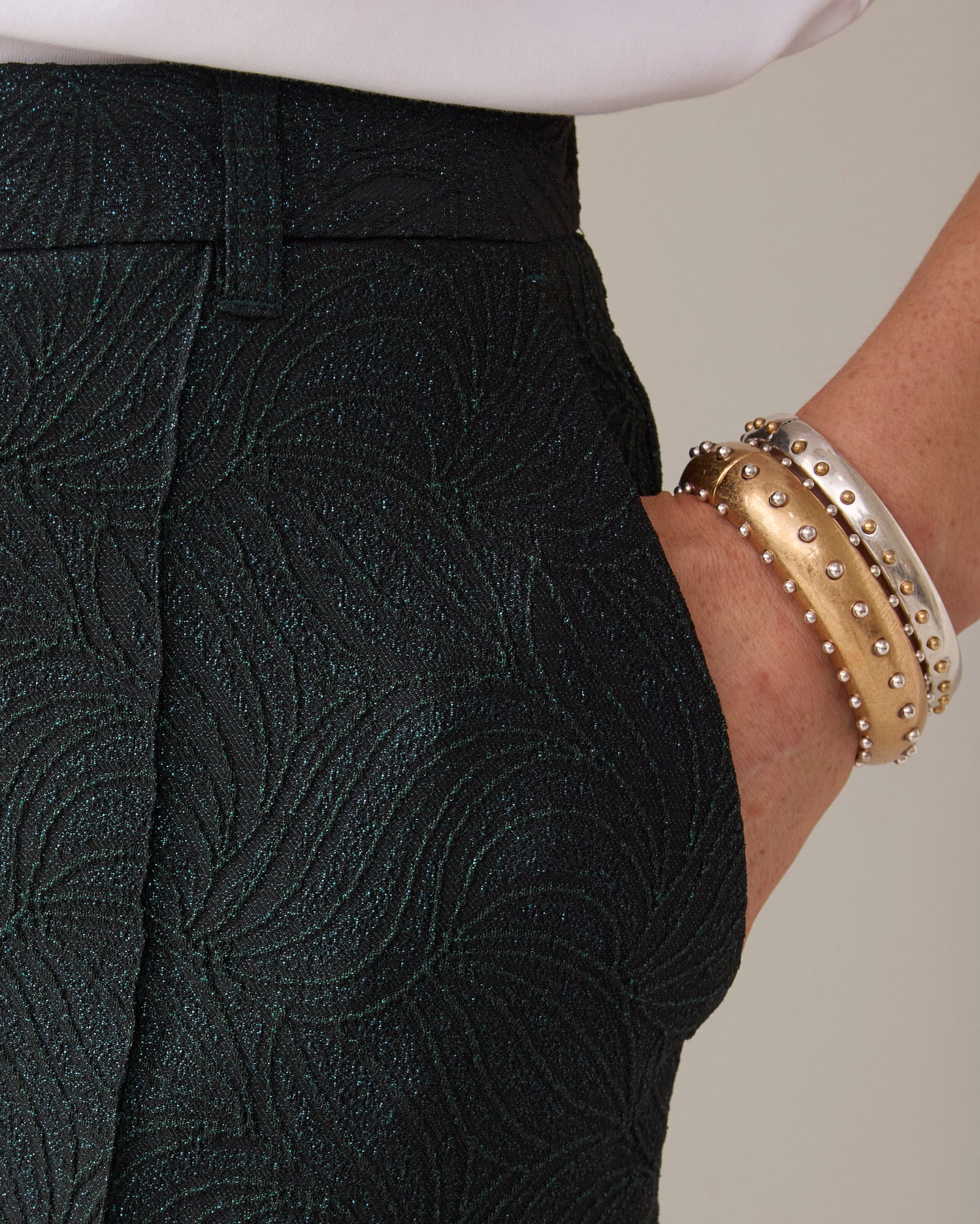 Broek van glitter-jacquard