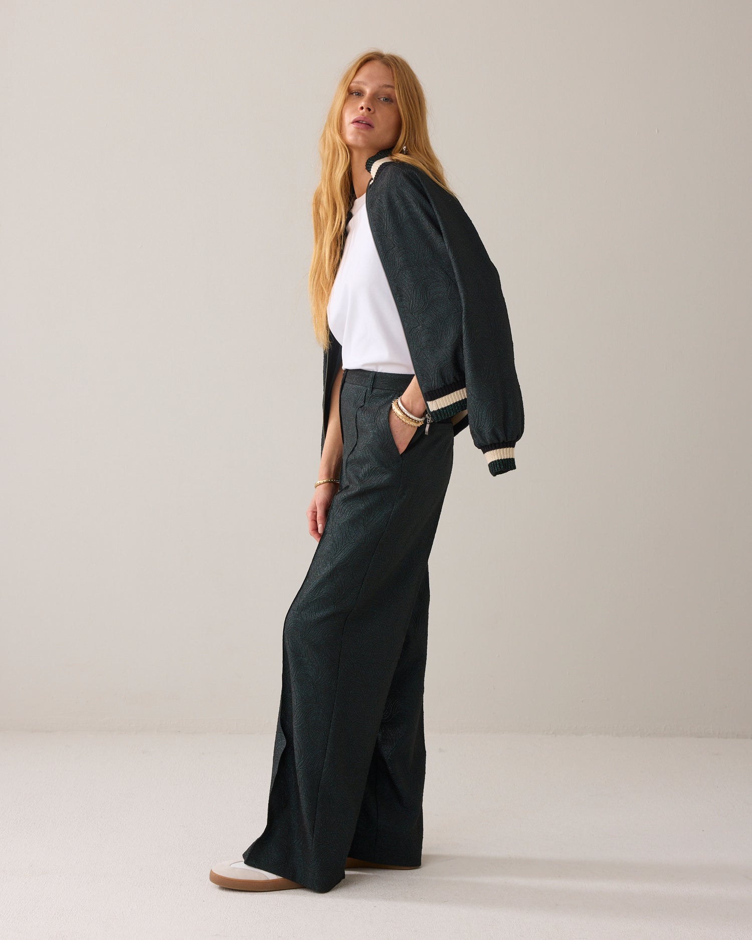 Broek van glitter-jacquard