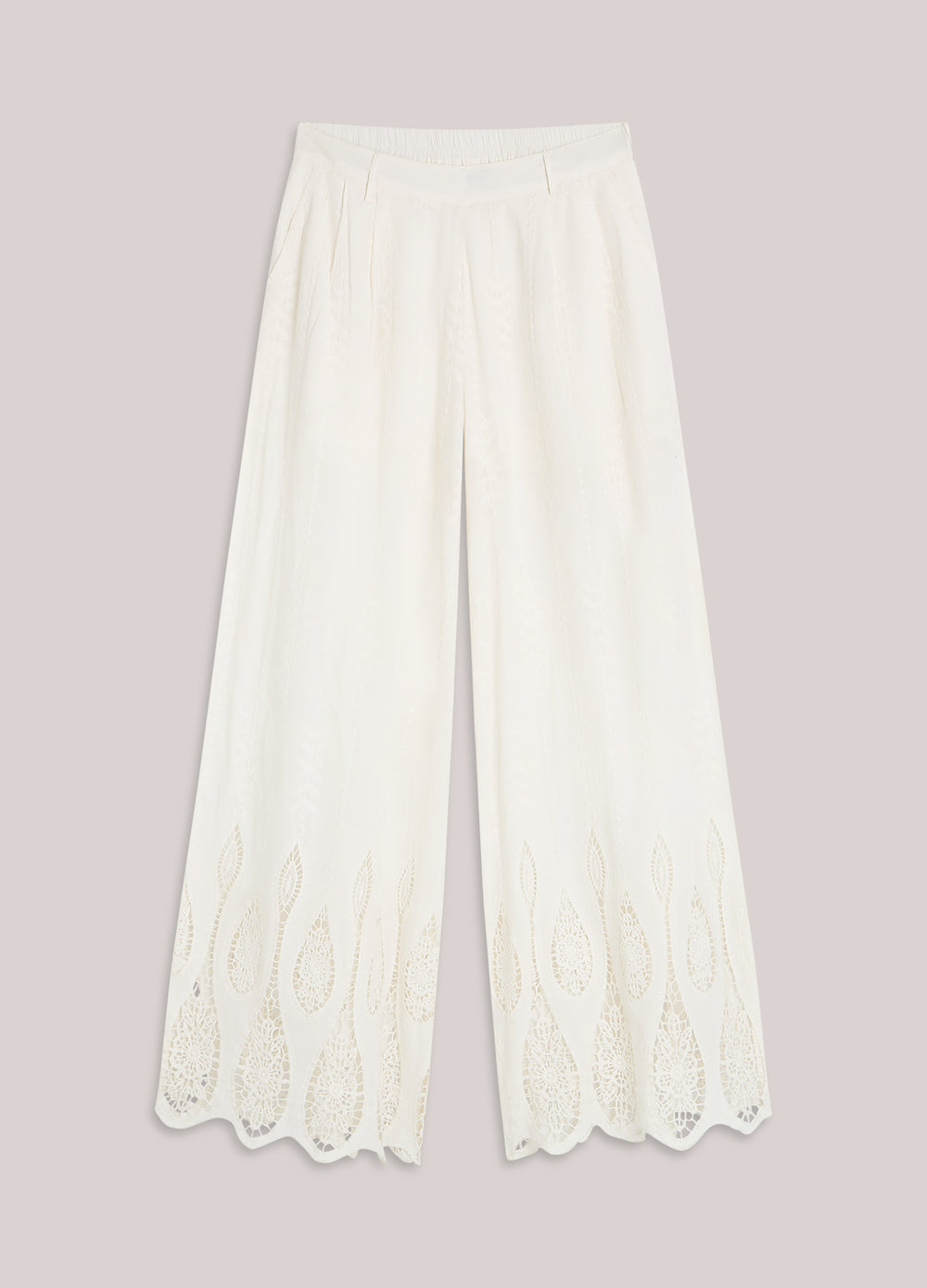 Wijde broek geborduurde voile