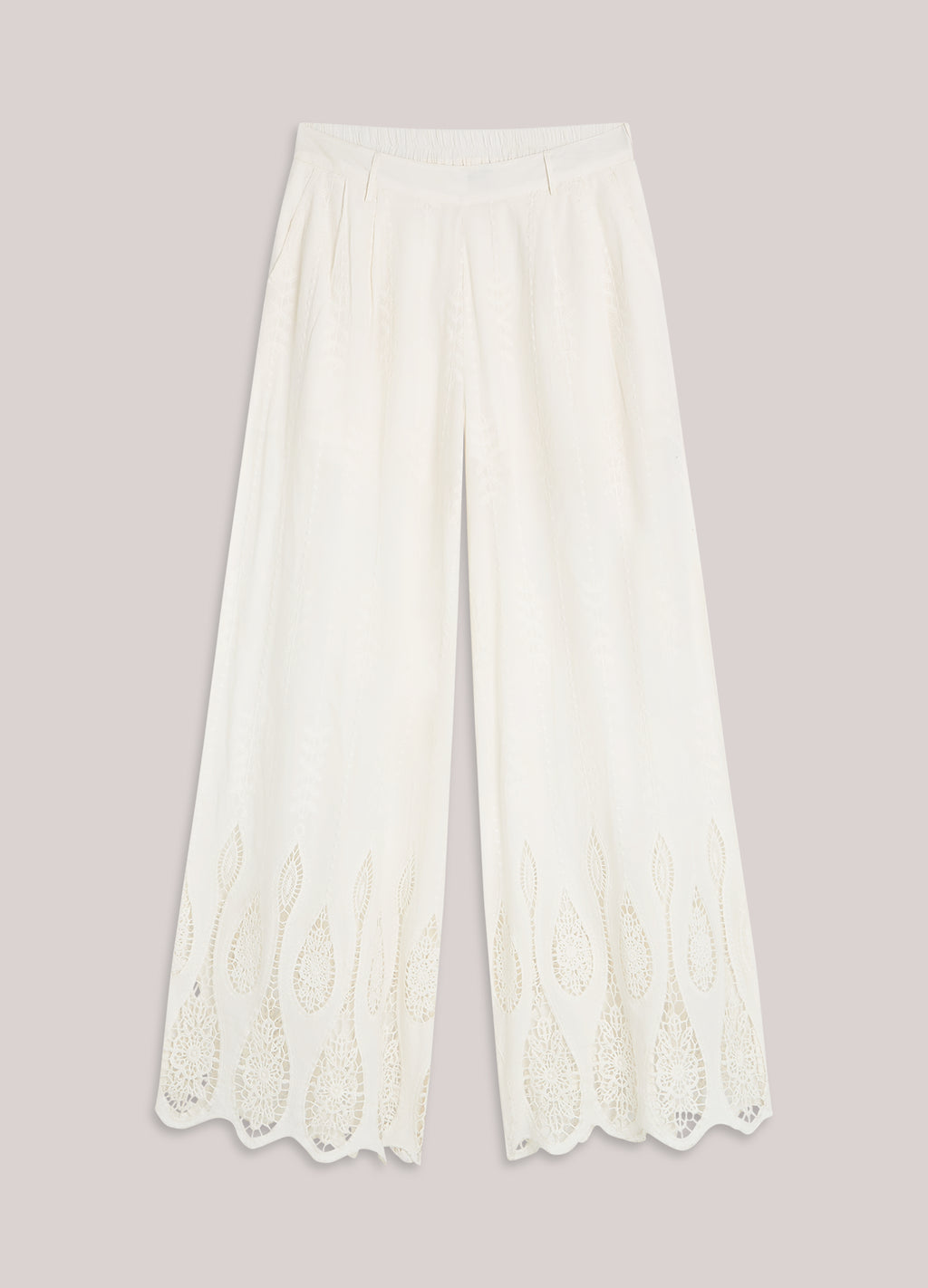 Pantalon large en voile brodé