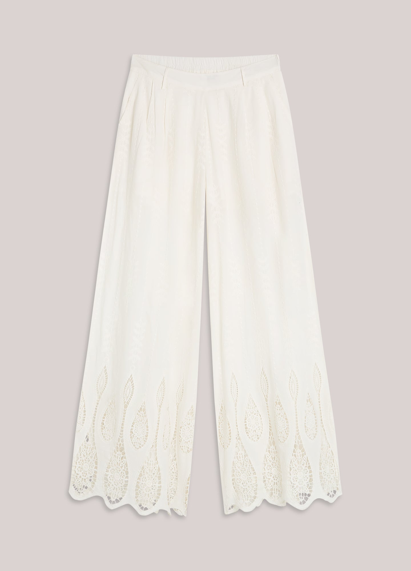 Pantalon large en voile brodé