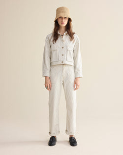 Denim broek met visgraatstreep