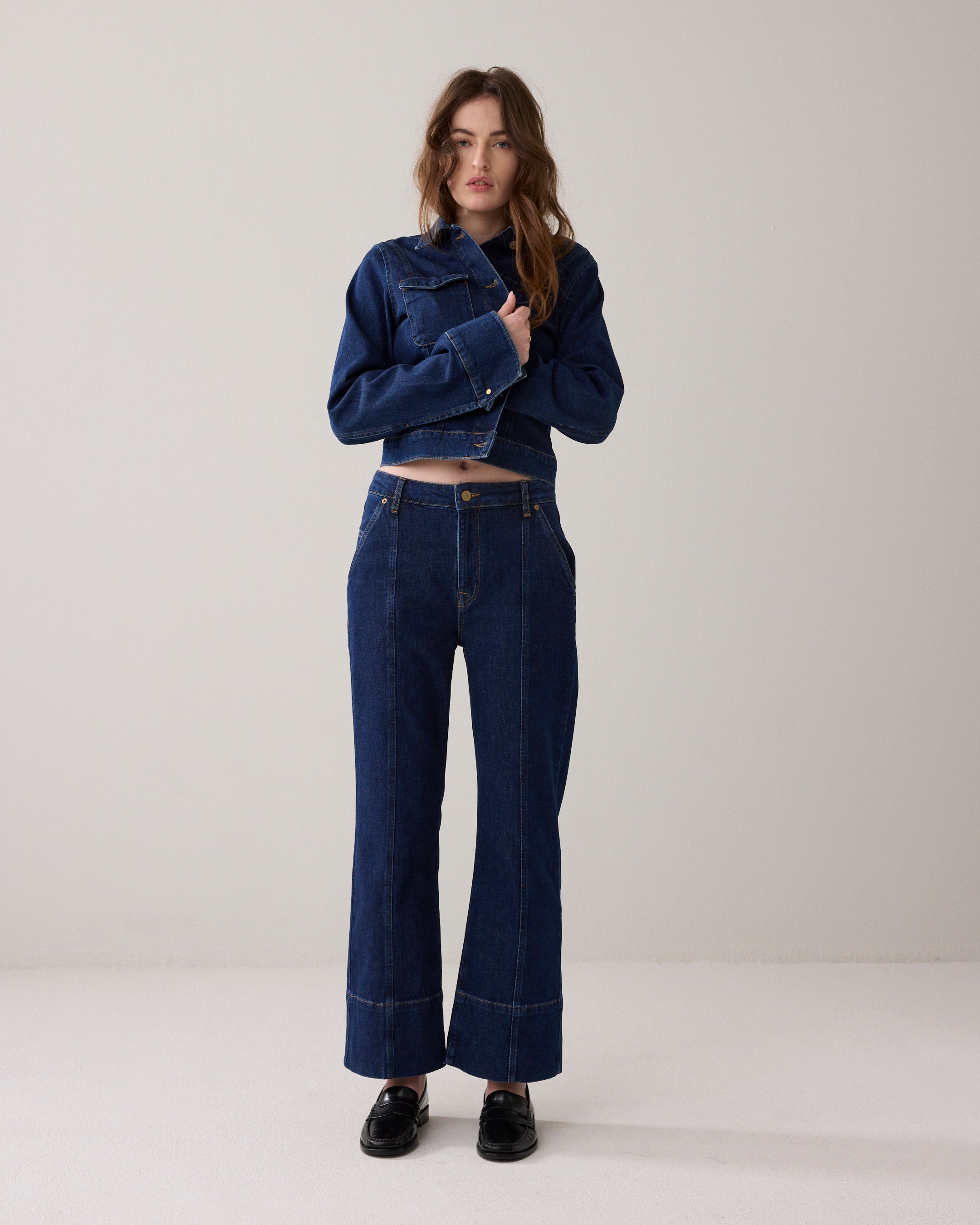 Flared jeans rinse denim