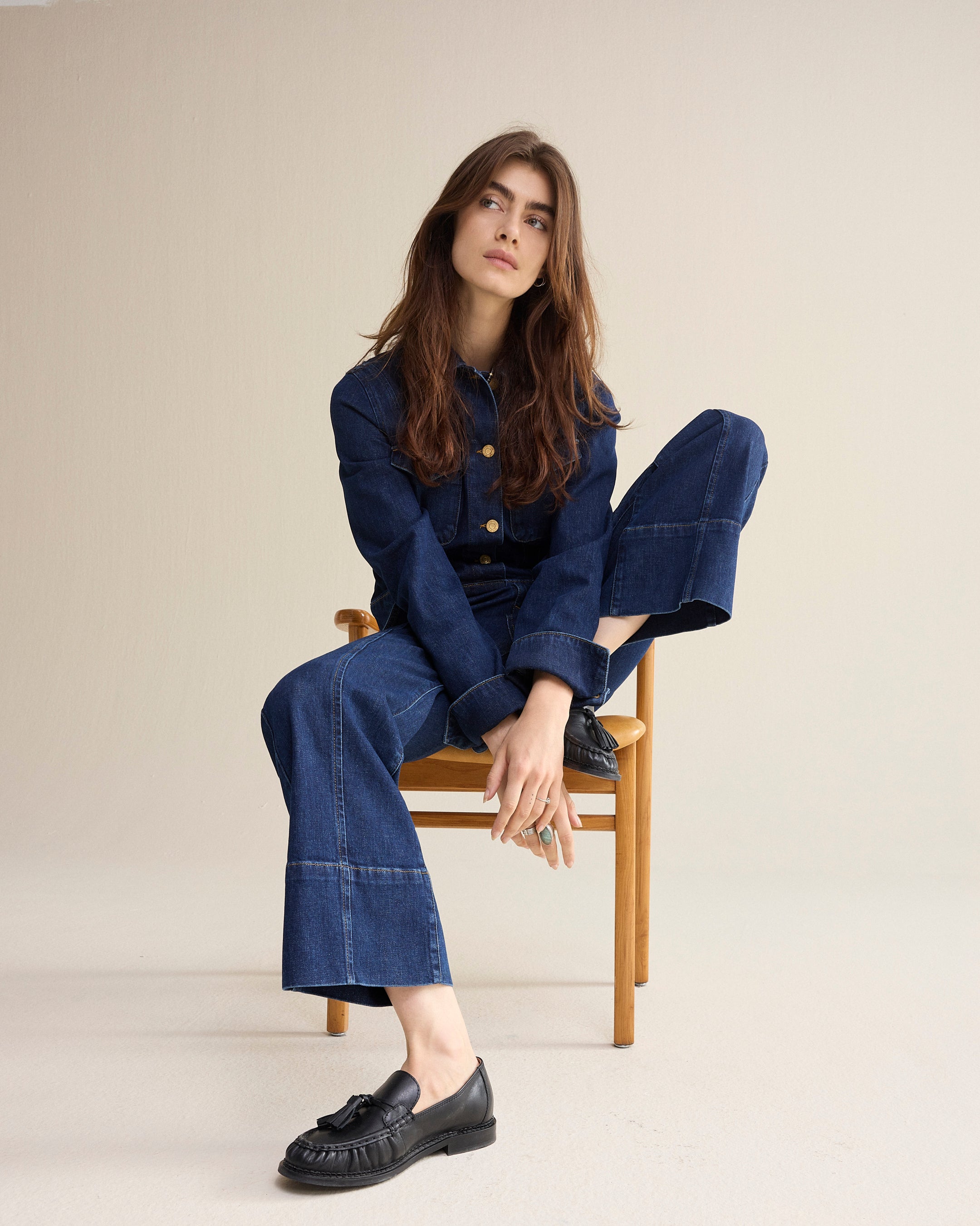 Flared jeans rinse denim