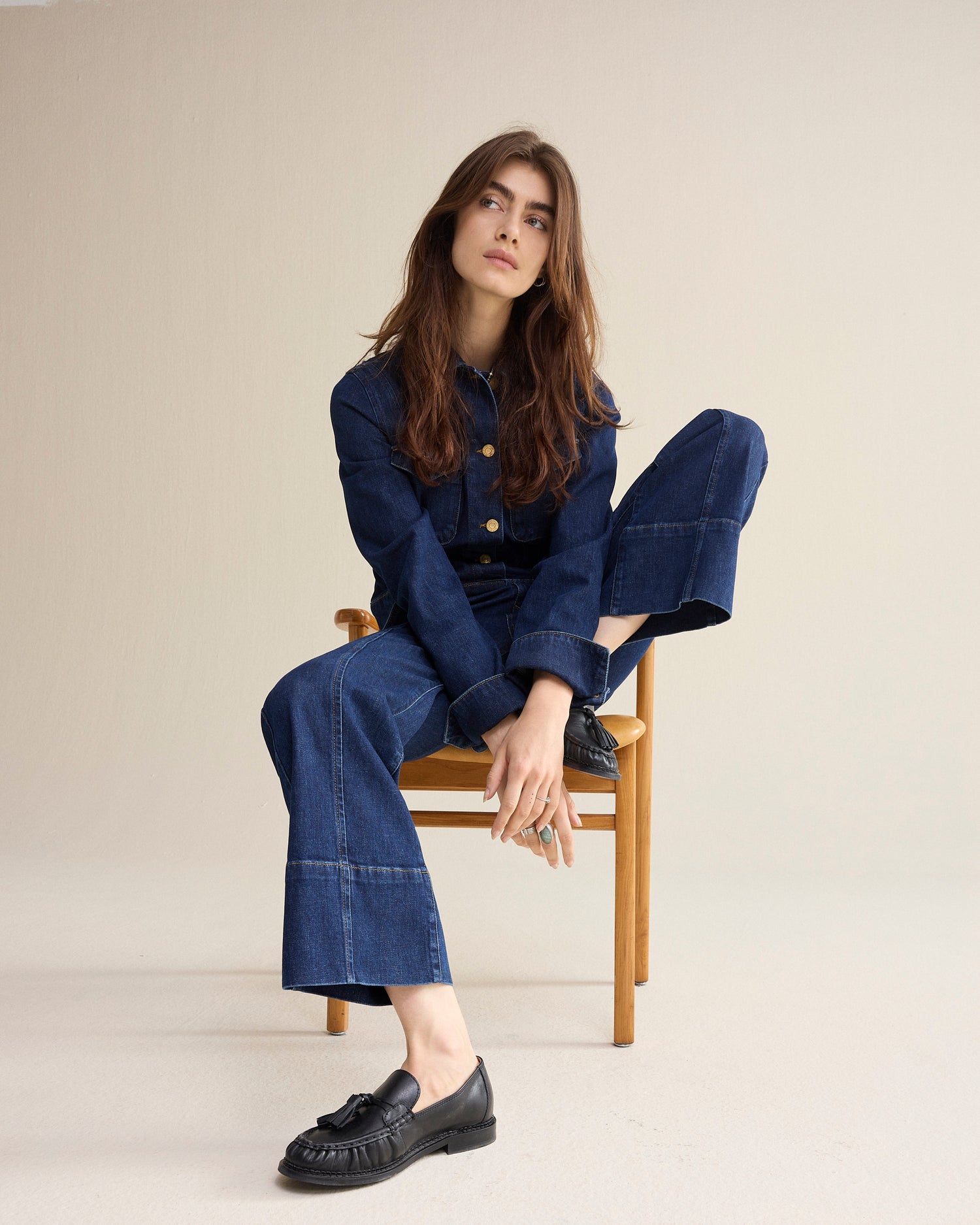 Flared jeans rinse denim