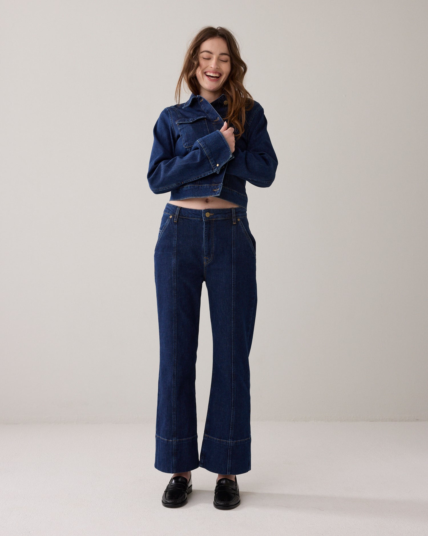 Flared jeans rinse denim