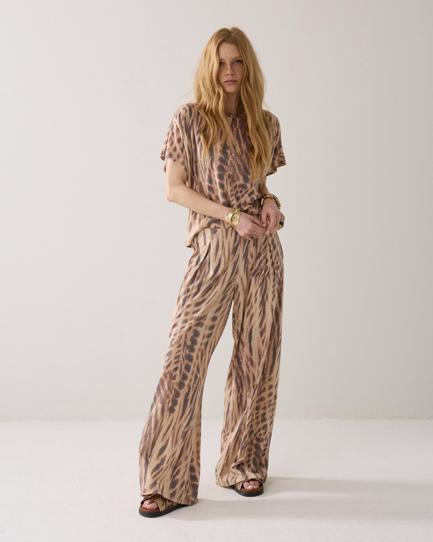 Pantalon en lurex à jambe large