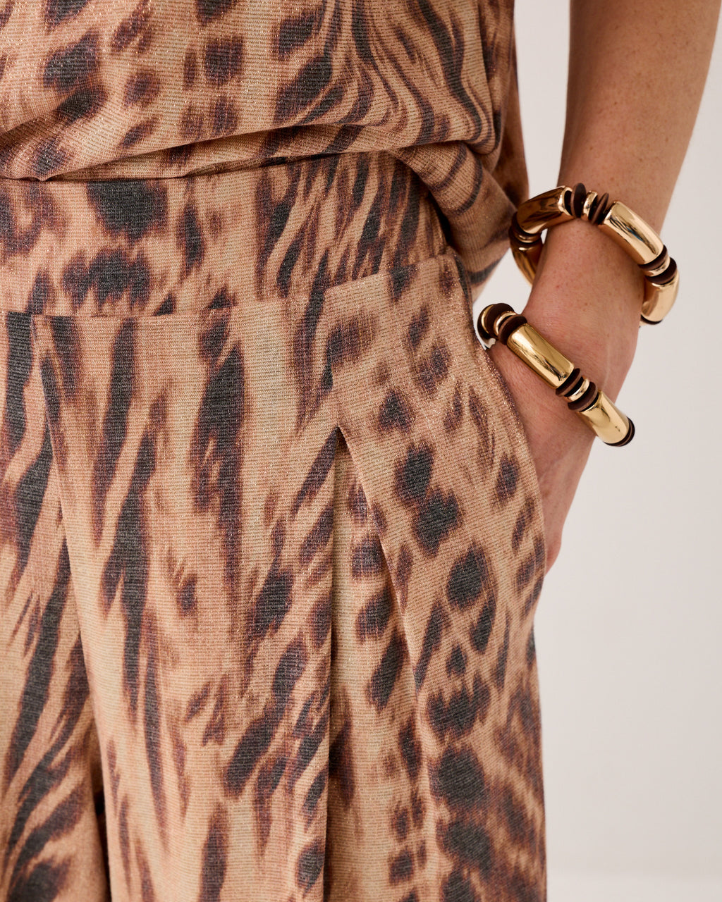 Lurex broek met wijde pijp