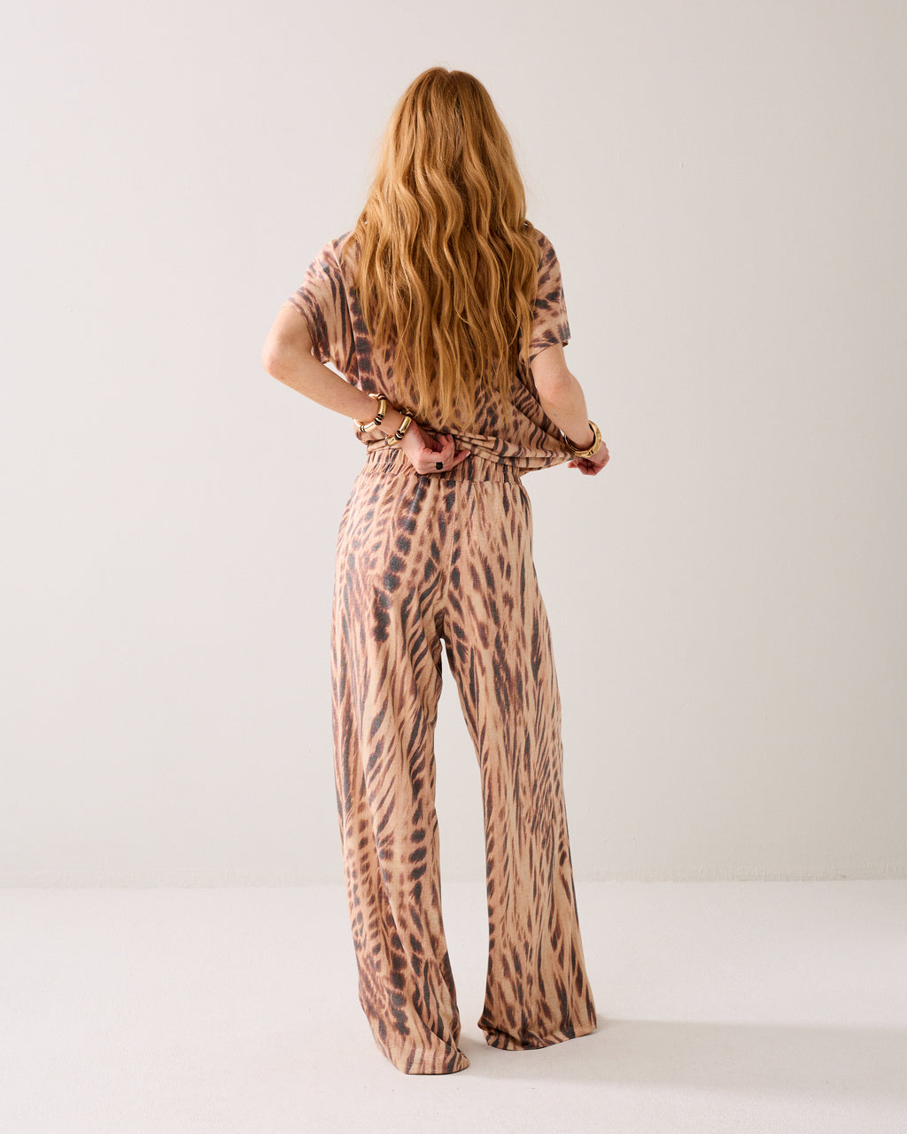 Lurex broek met wijde pijp