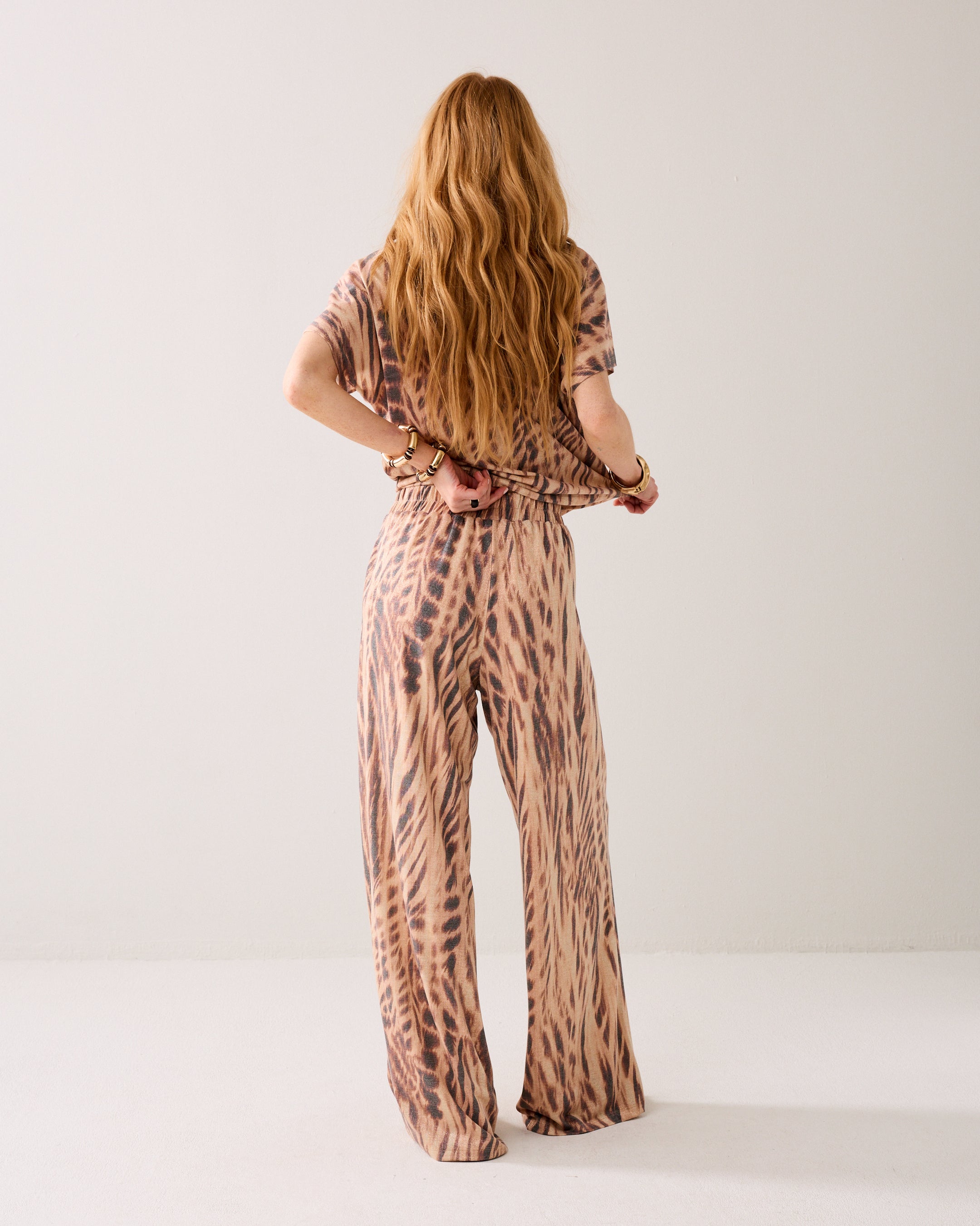Lurex broek met wijde pijp