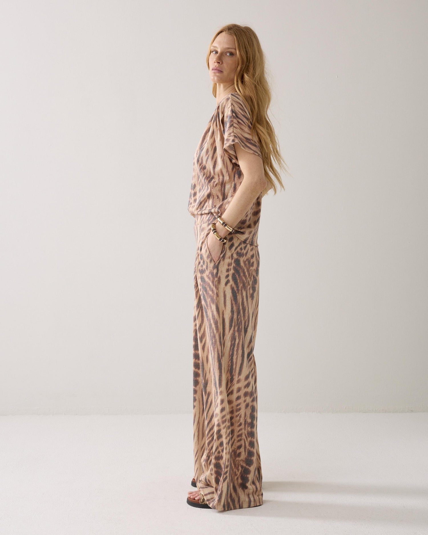 Pantalon en lurex à jambe large